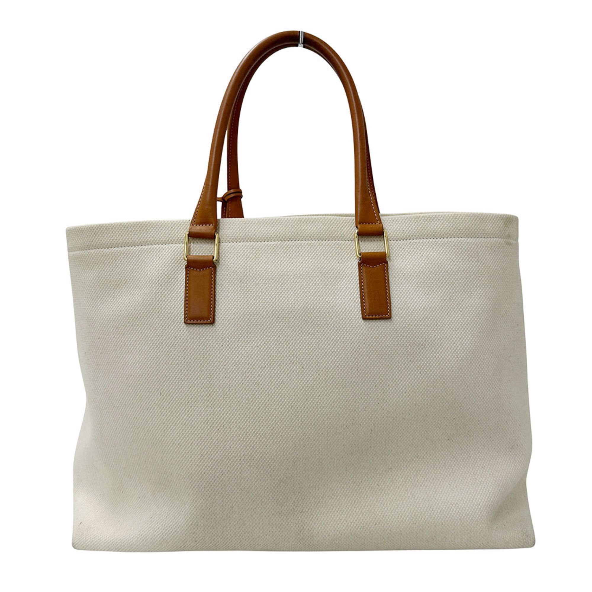 Celine Celine handbag, women's brand tote bag, canvas, horizontal design, Cabas, white, brown. Size ONE SIZE - 2 Thumbnail