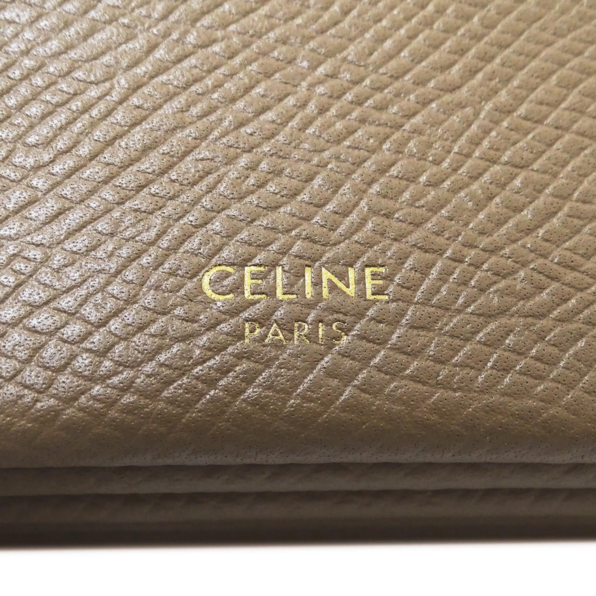 Celine Celine business card holder/card case for women and men. Brand name holder, accordion style, leather, beige, brown. Size ONE SIZE - 5 Thumbnail
