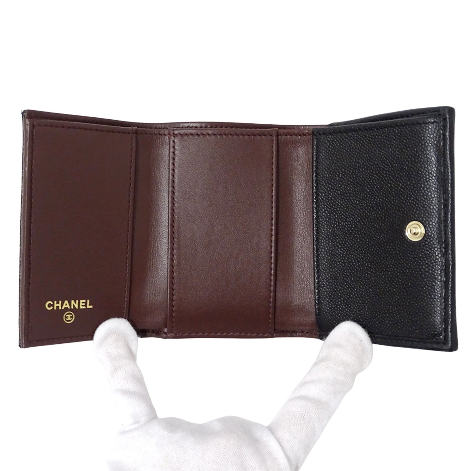 Chanel Chanel Matelassé Women's Tri-fold Wallet, Caviar Leather, Black with Gold Hardware, Mini Wallet Size ONE SIZE - 4 Thumbnail