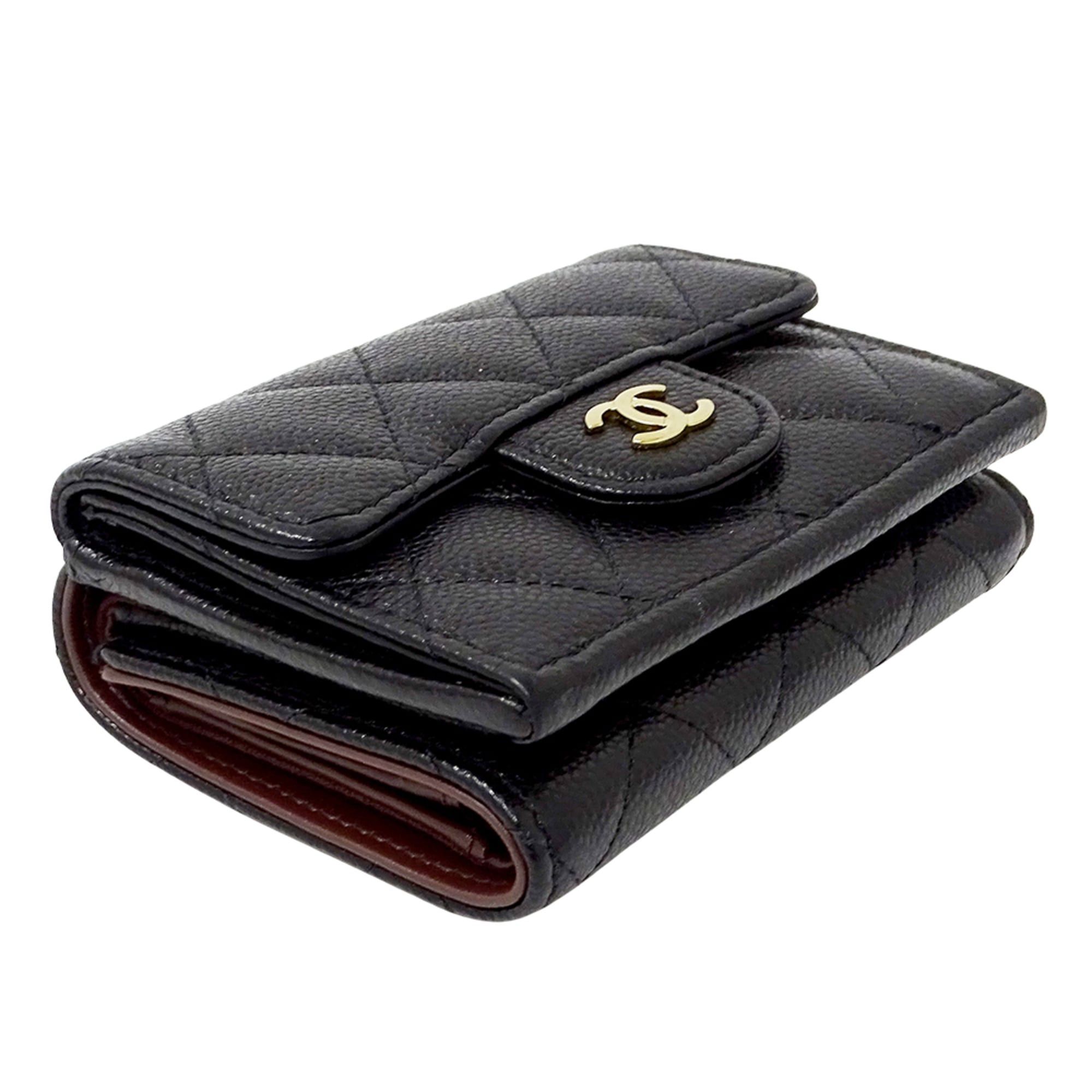 Chanel Chanel Matelassé Women's Tri-fold Wallet, Caviar Leather, Black with Gold Hardware, Mini Wallet Size ONE SIZE - 3 Thumbnail