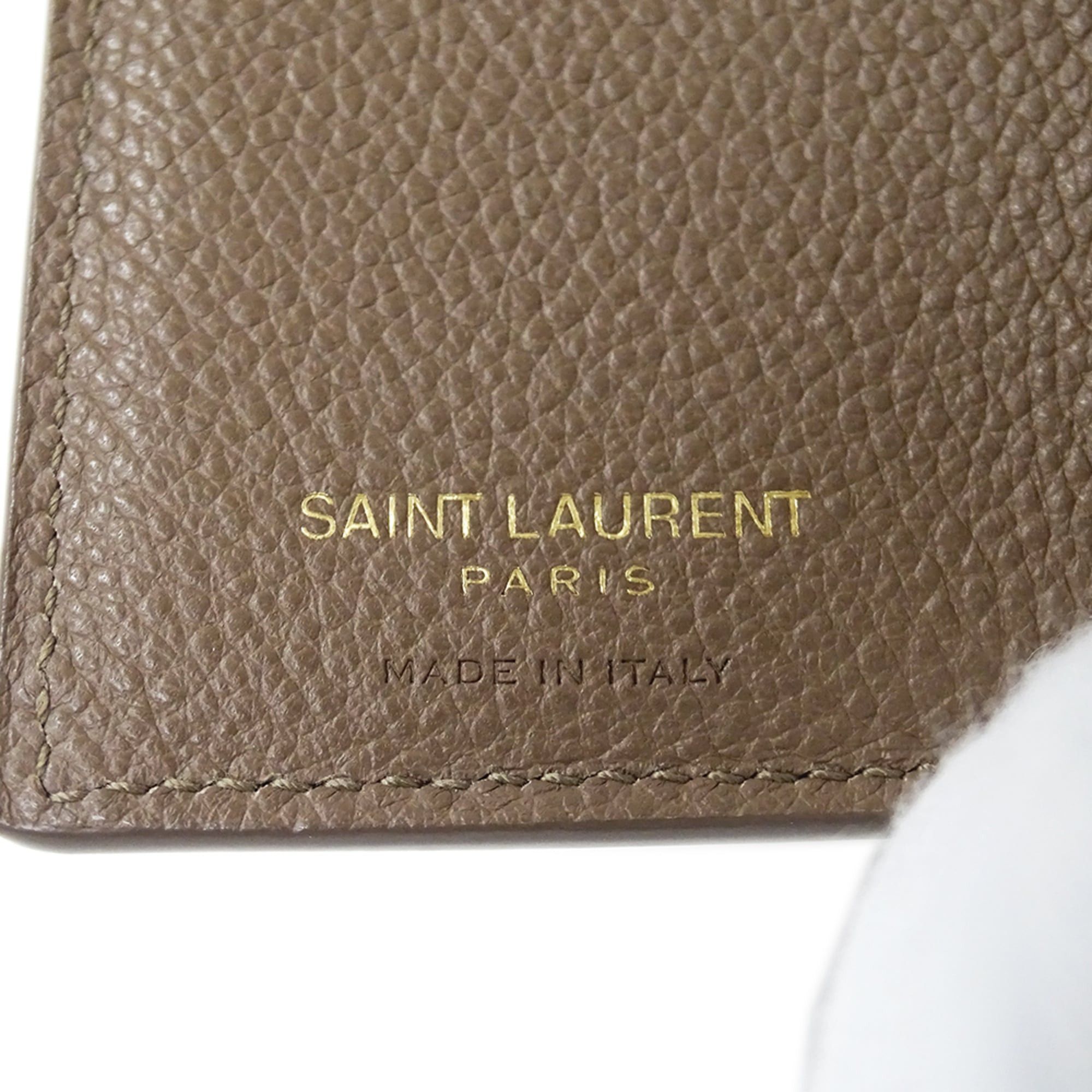 Saint Laurent Paris Saint Laurent women's trifold wallet, leather, taupe, 620287, logo, mini wallet. Size ONE SIZE - 5 Thumbnail