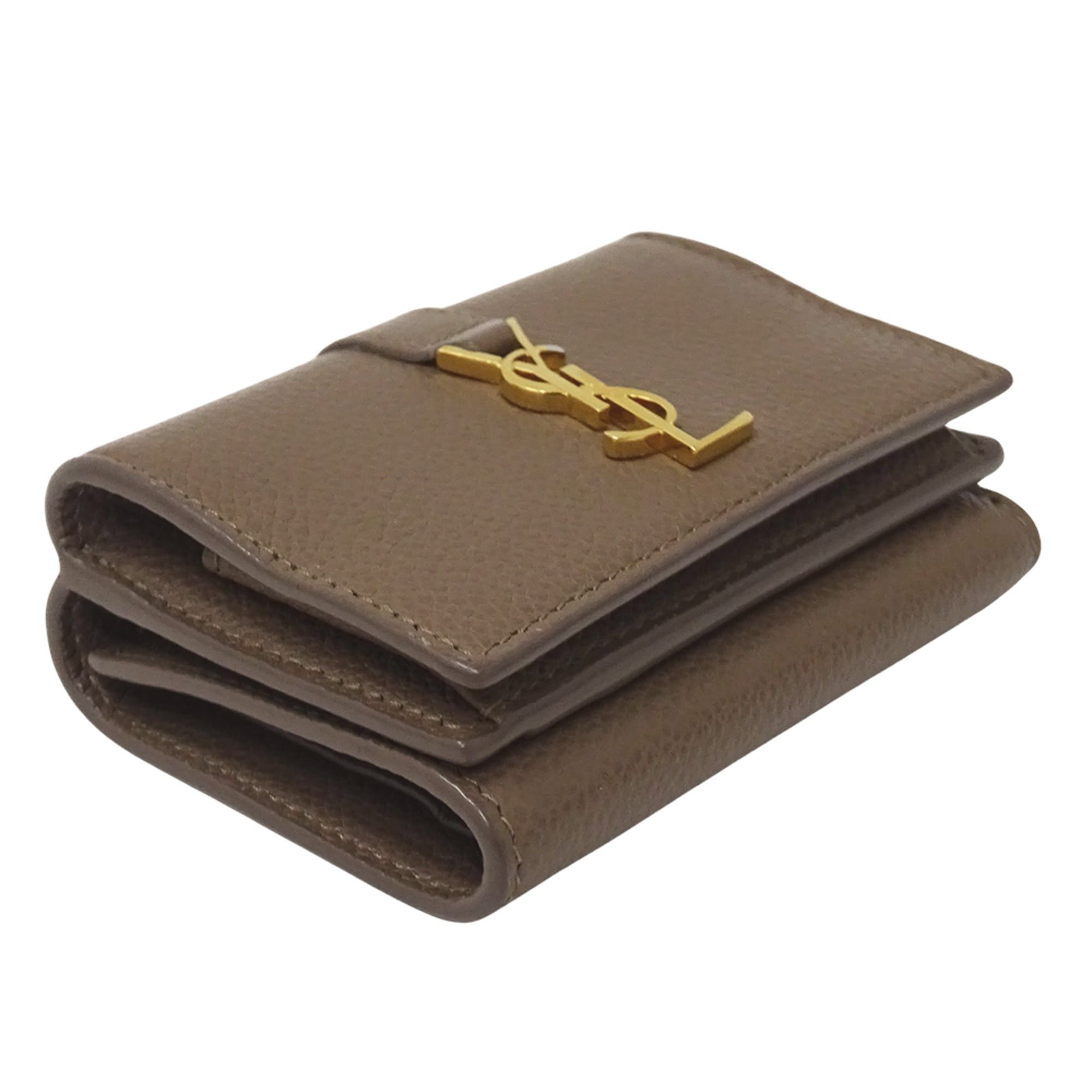 Saint Laurent Paris Saint Laurent women's trifold wallet, leather, taupe, 620287, logo, mini wallet. Size ONE SIZE - 3 Thumbnail