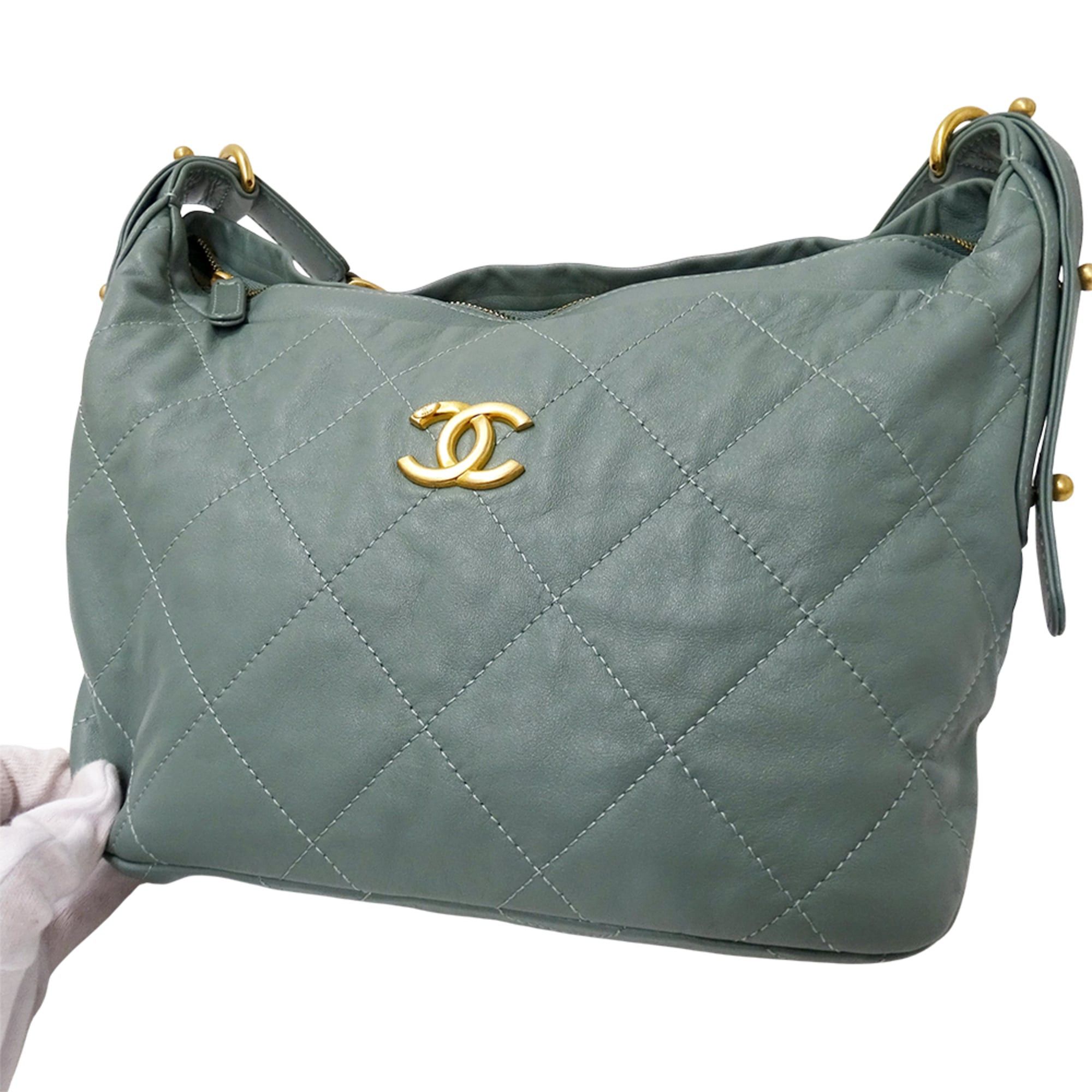 Chanel Chanel Matelassé handbag for women, brand name shoulder bag, leather, green, gold hardware, chain shoulder, one-shoulder style. Size ONE SIZE - 10 Thumbnail
