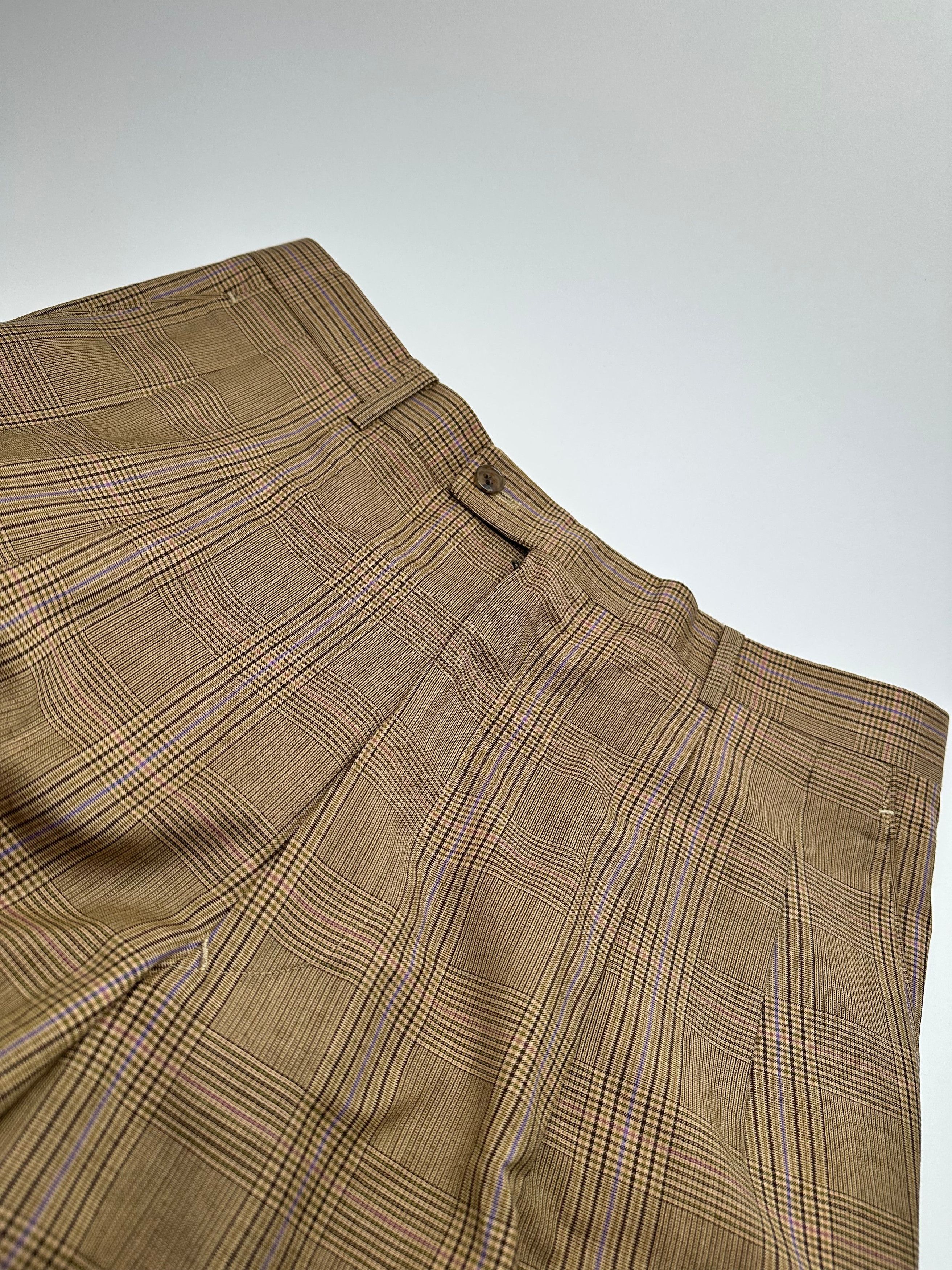 Dior Vintage Glen Check Wool Pants Brown Purple M Size 30" / US 8 / IT 44 - 3 Thumbnail