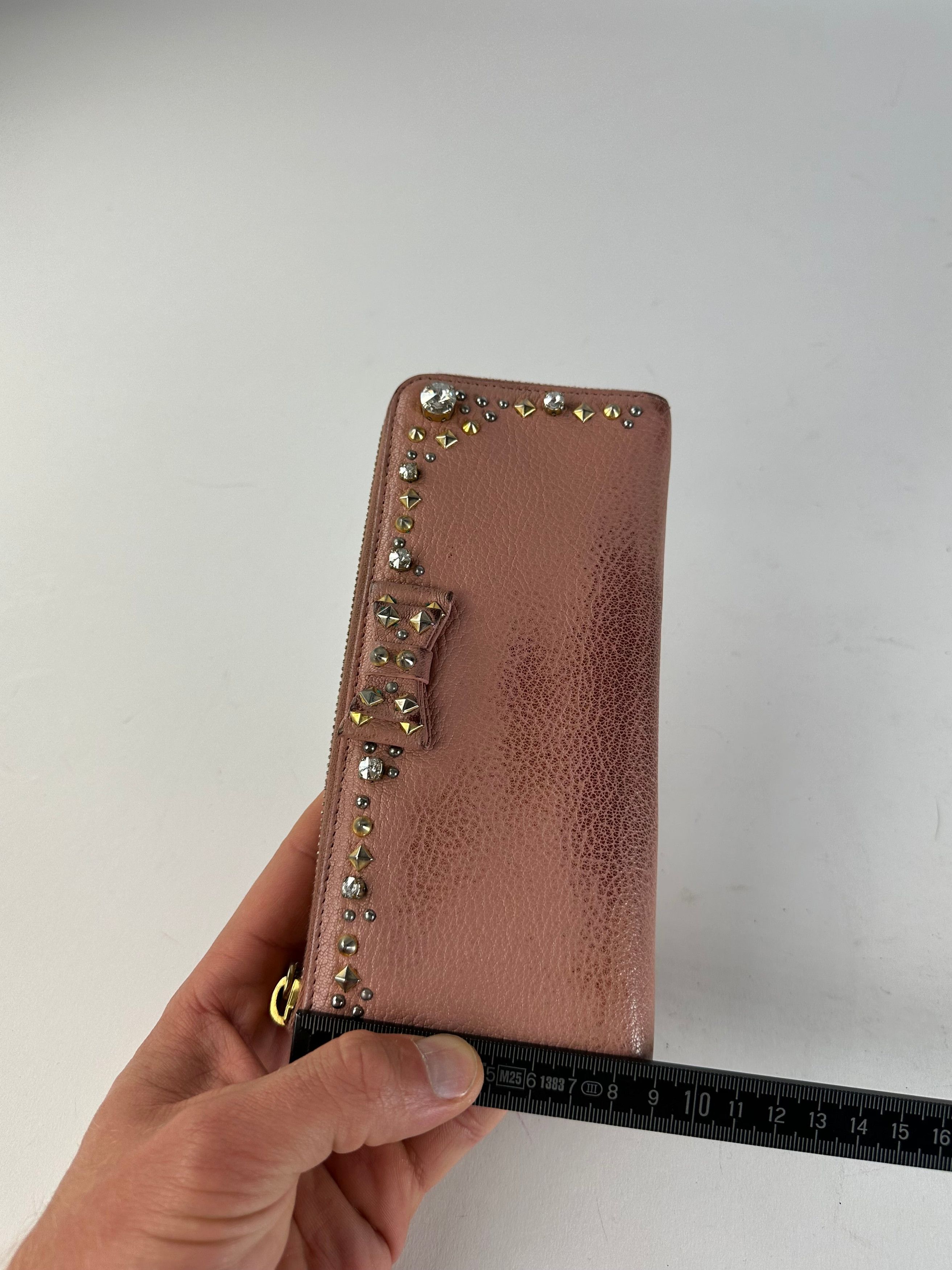 Miu Miu Vintage Studded Leather Zippy Wallet Pink Size ONE SIZE - 9 Thumbnail