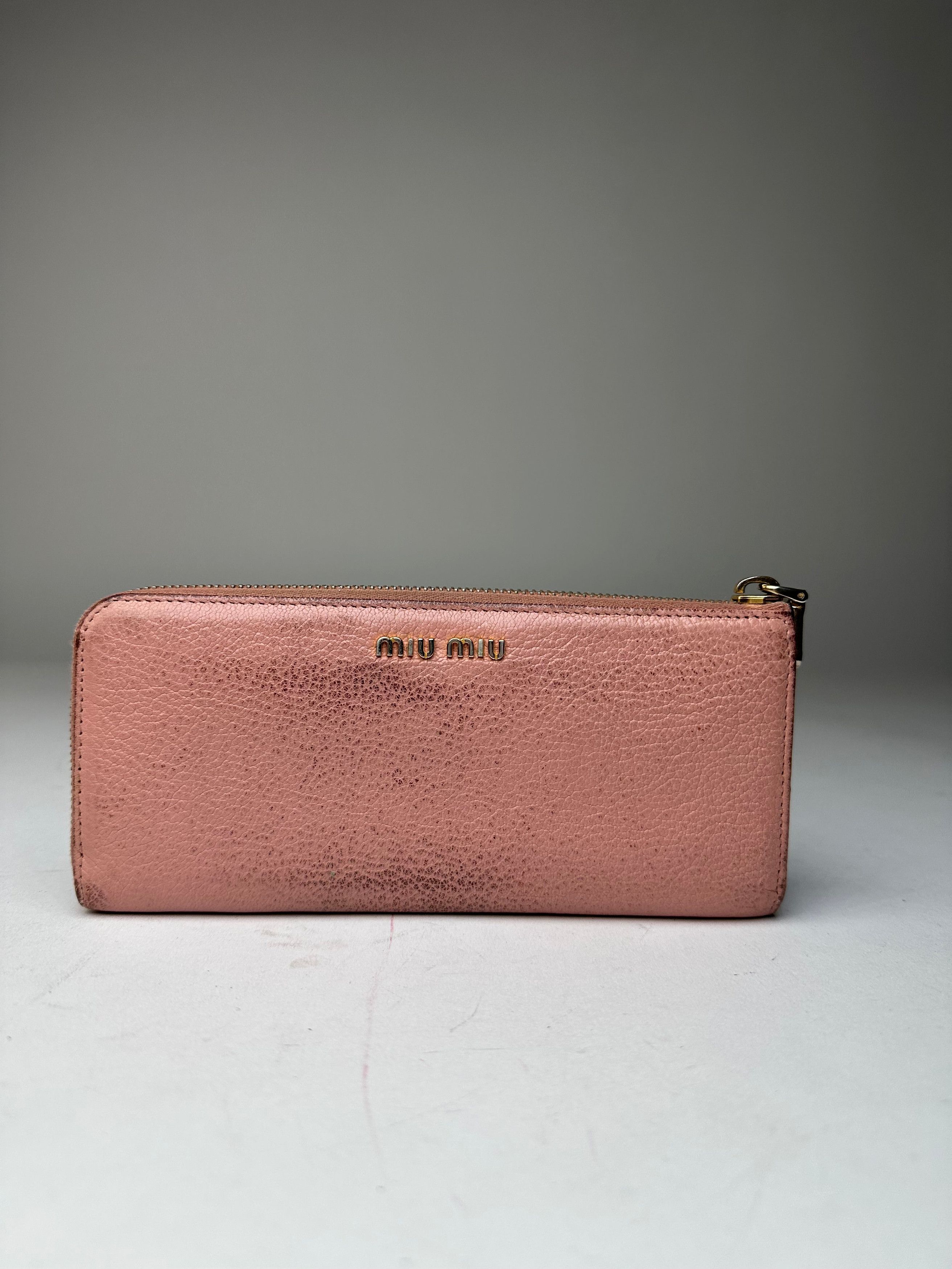 Miu Miu Vintage Studded Leather Zippy Wallet Pink Size ONE SIZE - 2 Thumbnail