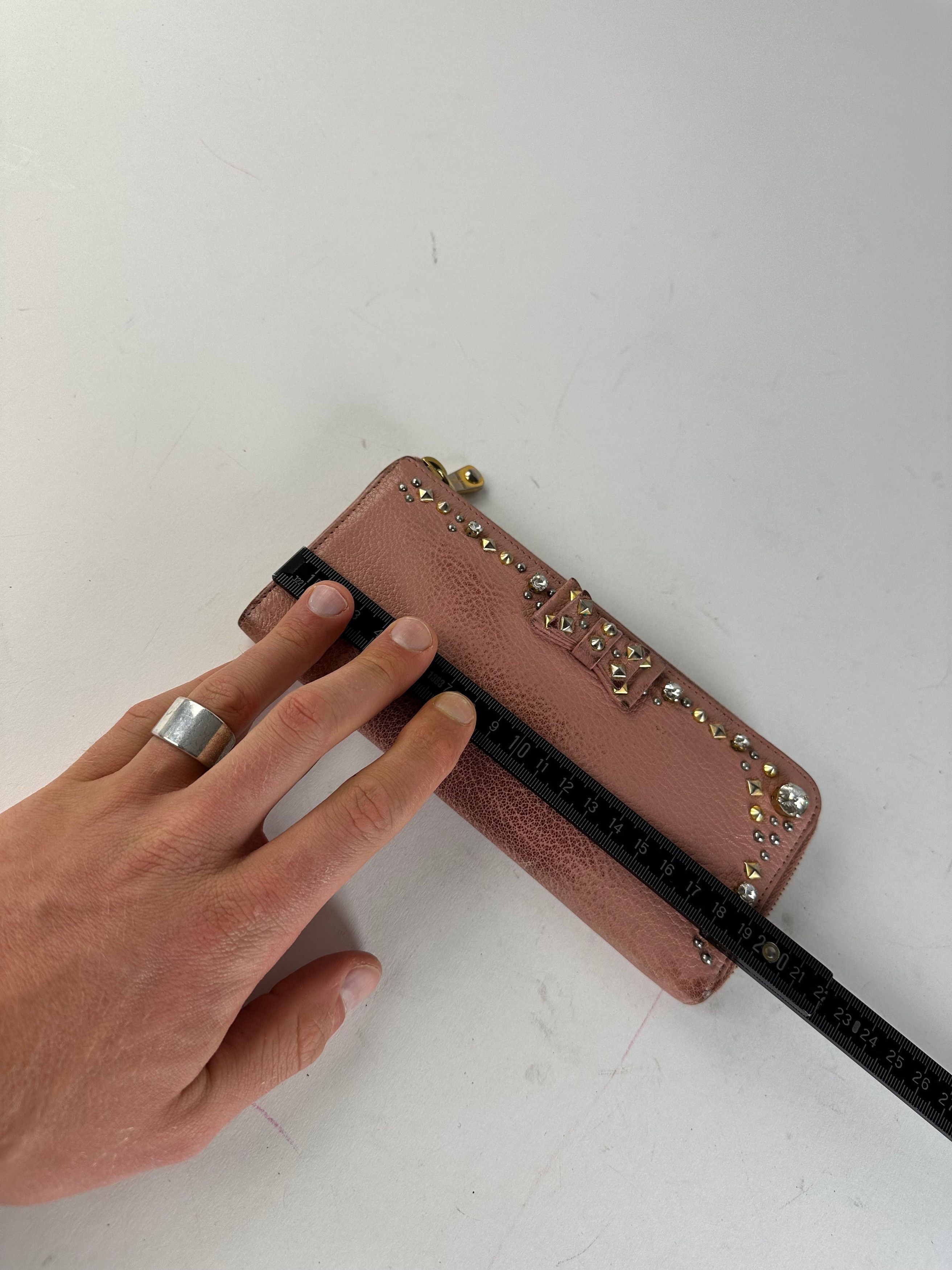 Miu Miu Vintage Studded Leather Zippy Wallet Pink Size ONE SIZE - 8 Thumbnail