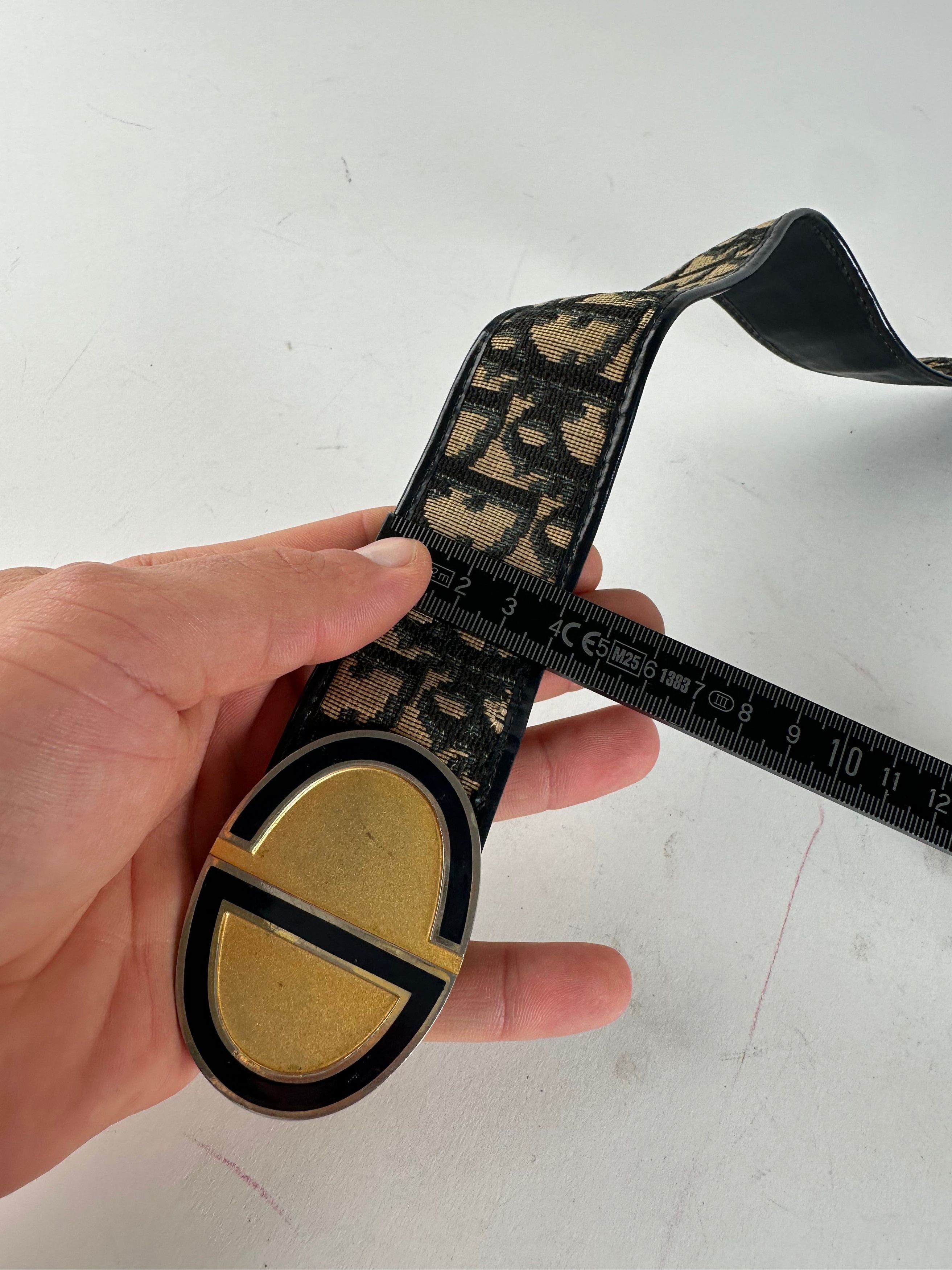 Other Vintage Dior Oblique Monogram Canvas Leather Belt Navy Beige Size ONE SIZE - 8 Thumbnail