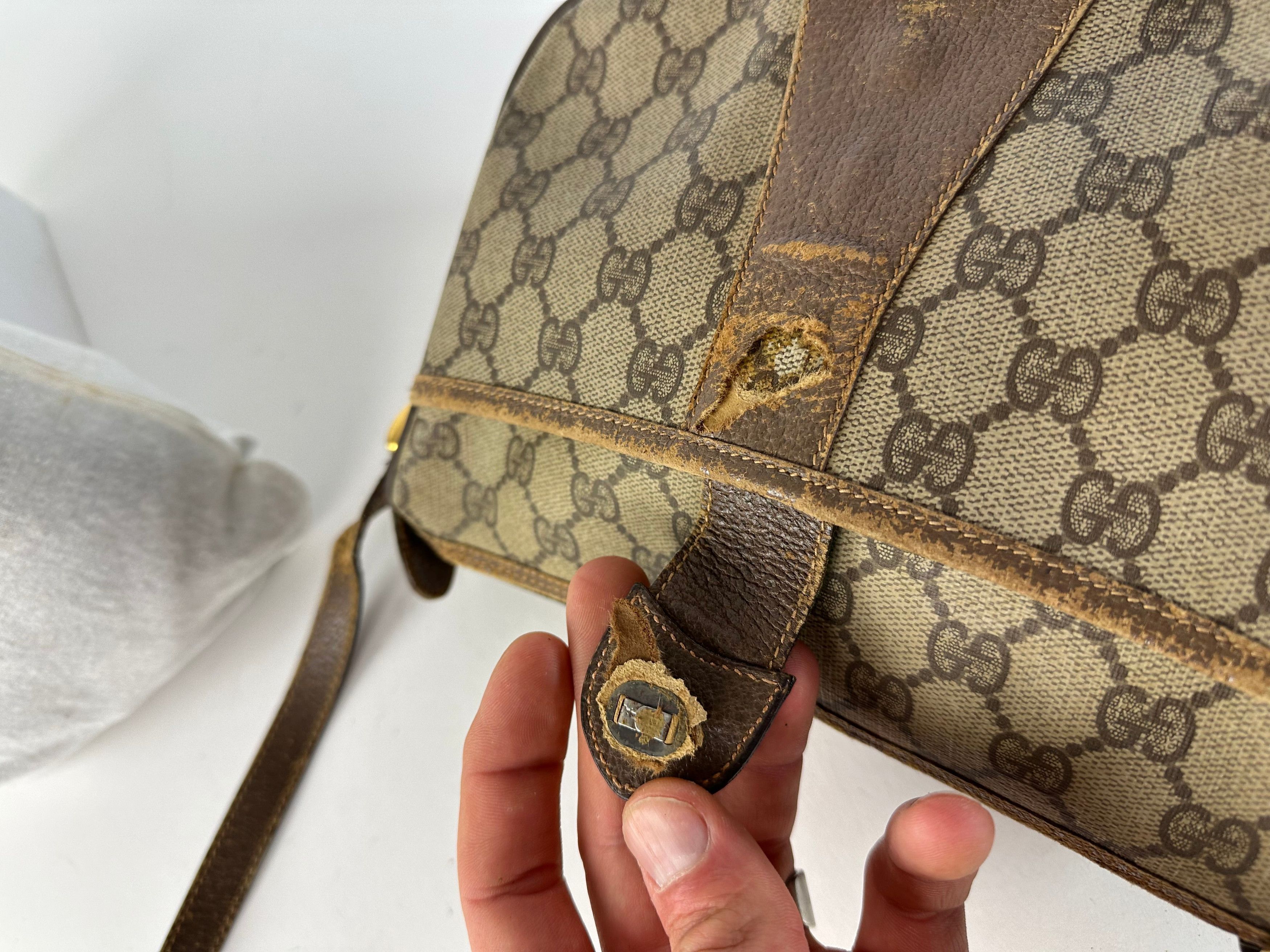 Gucci Vintage GG Monogram Web Stripe Canvas Leather Crossbody Bag Size ONE SIZE - 13 Thumbnail