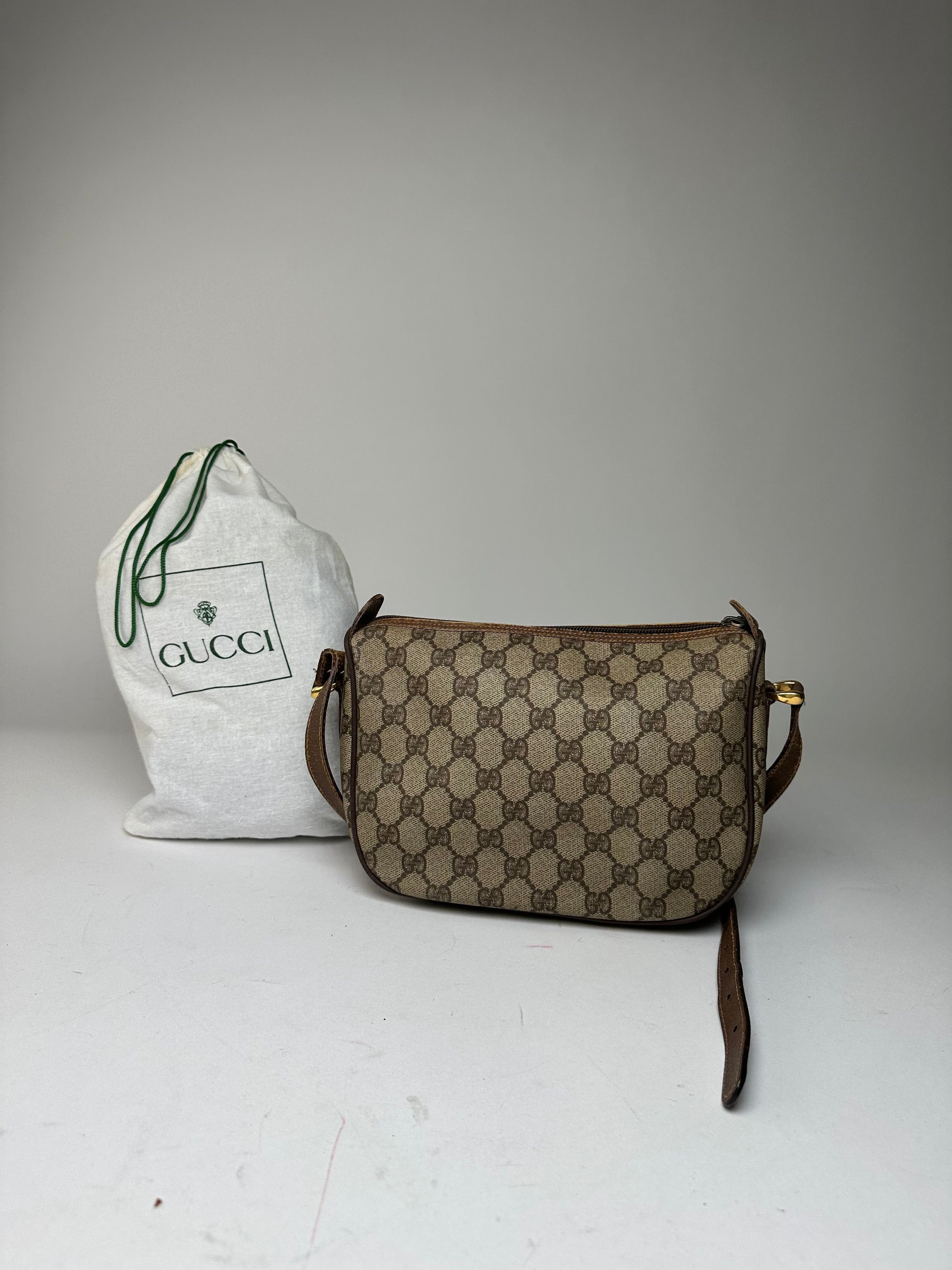 Gucci Vintage GG Monogram Web Stripe Canvas Leather Crossbody Bag Size ONE SIZE - 2 Thumbnail