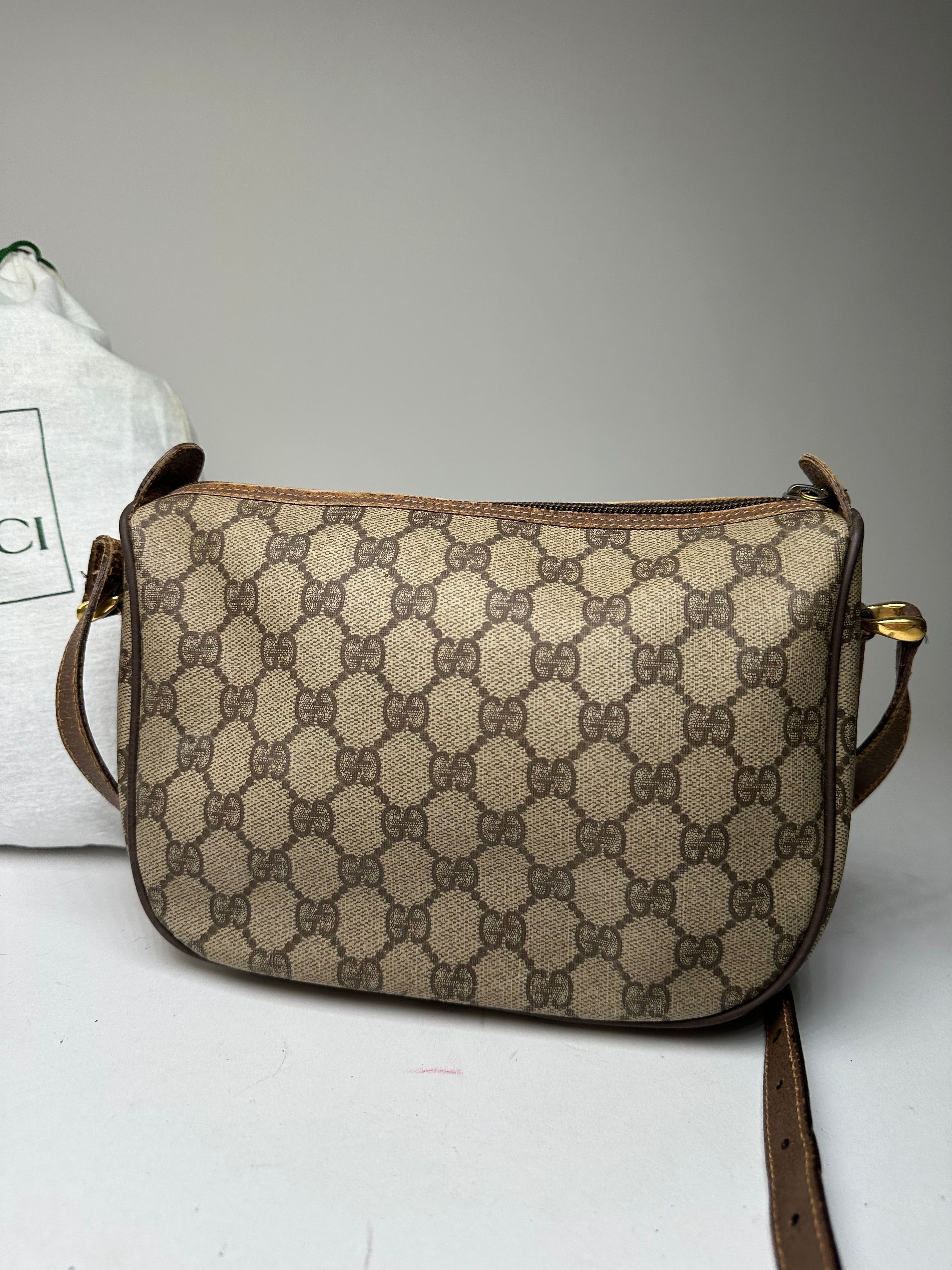 Gucci Vintage GG Monogram Web Stripe Canvas Leather Crossbody Bag Size ONE SIZE - 9 Thumbnail