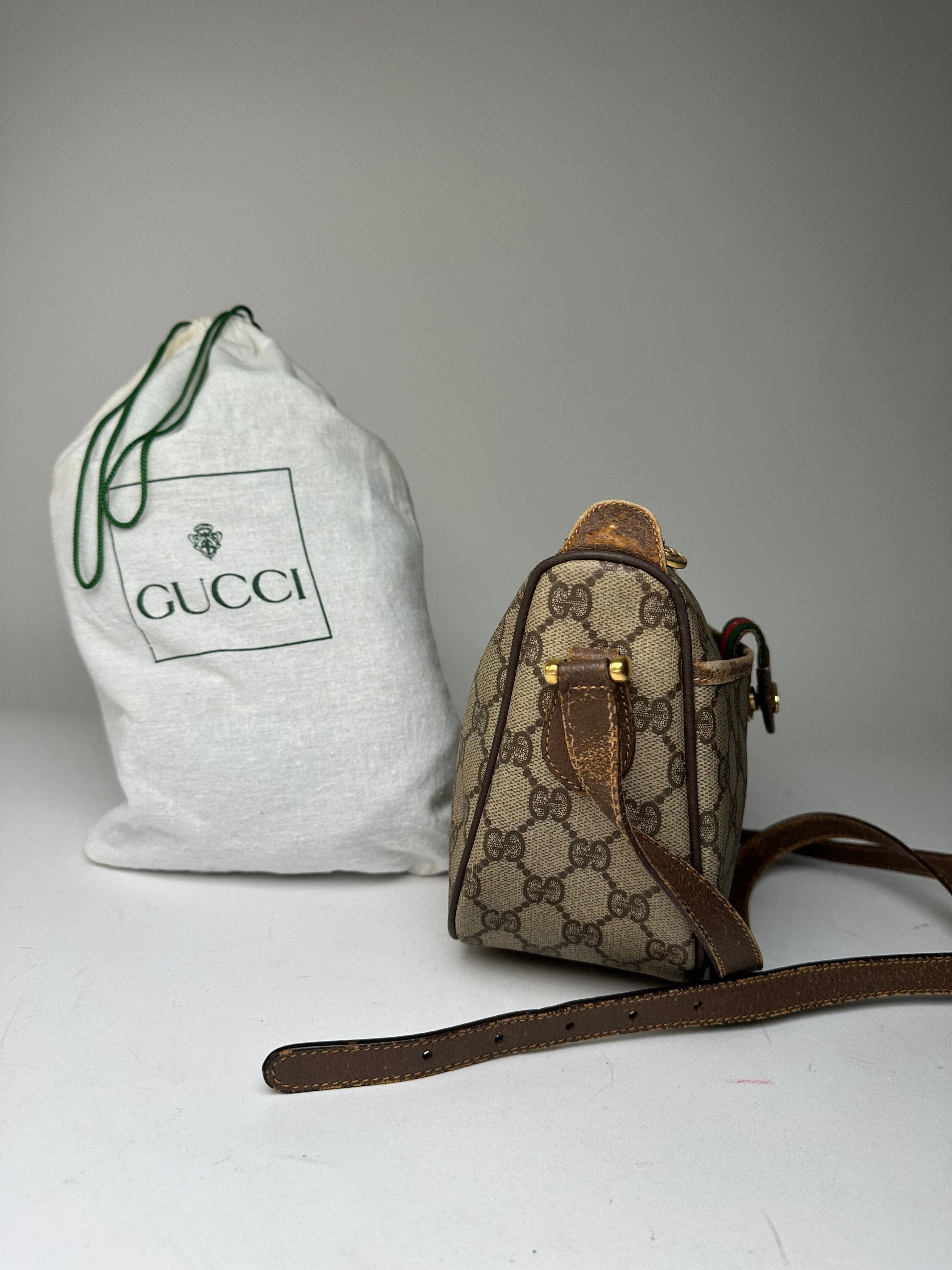 Gucci Vintage GG Monogram Web Stripe Canvas Leather Crossbody Bag Size ONE SIZE - 8 Thumbnail