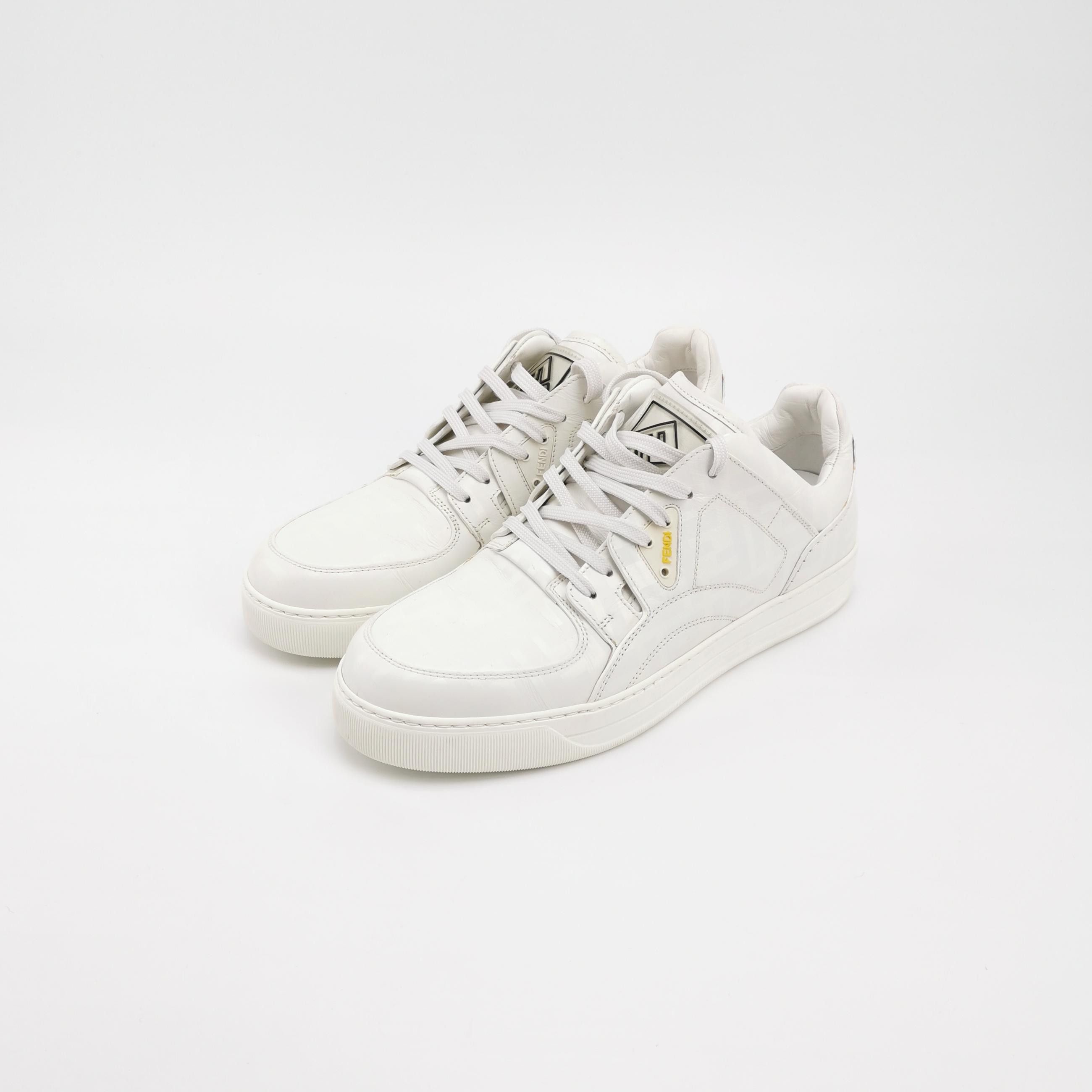 Fendi Fendi FF Motif White Leather Sneakers 40 Size US 7 / EU 40 - 3 Thumbnail