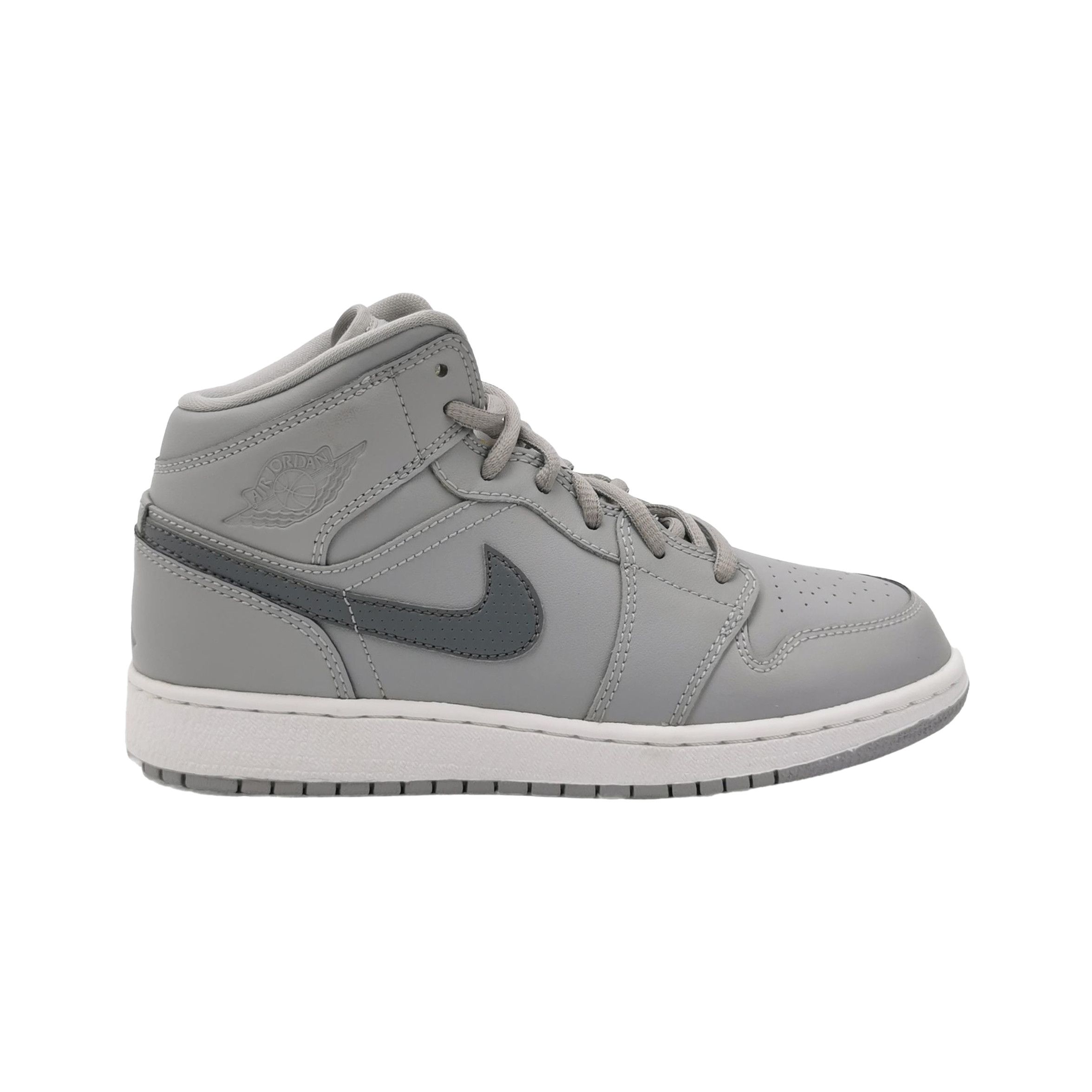Nike Air Jordan Gray Leather Jordan 1 Mid Sneakers 35.5 Size US 5.5 / IT 35.5 - 2 Thumbnail