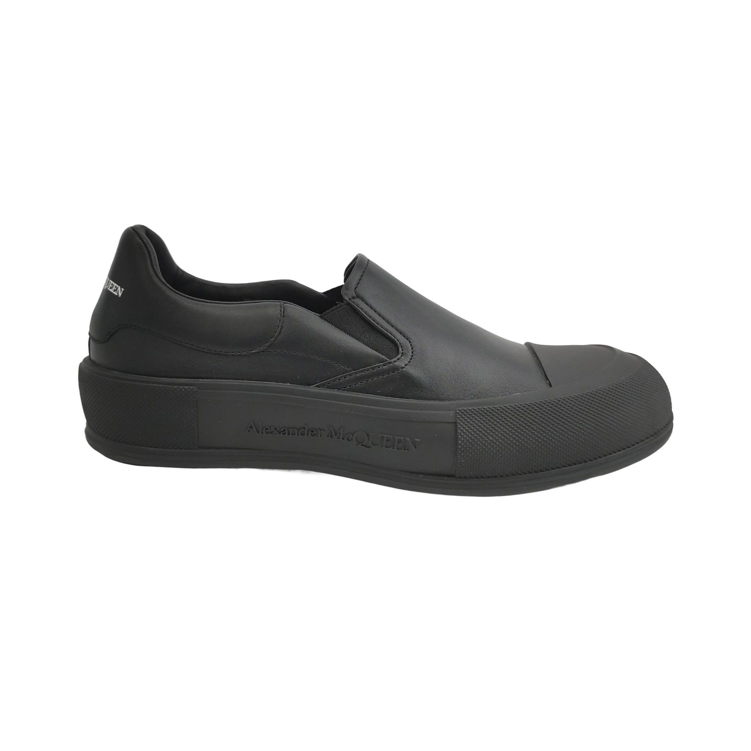 Alexander McQueen Alexander McQueen Black Leather Slip-On Sneakers 42 Size US 9 / EU 42 - 2 Thumbnail