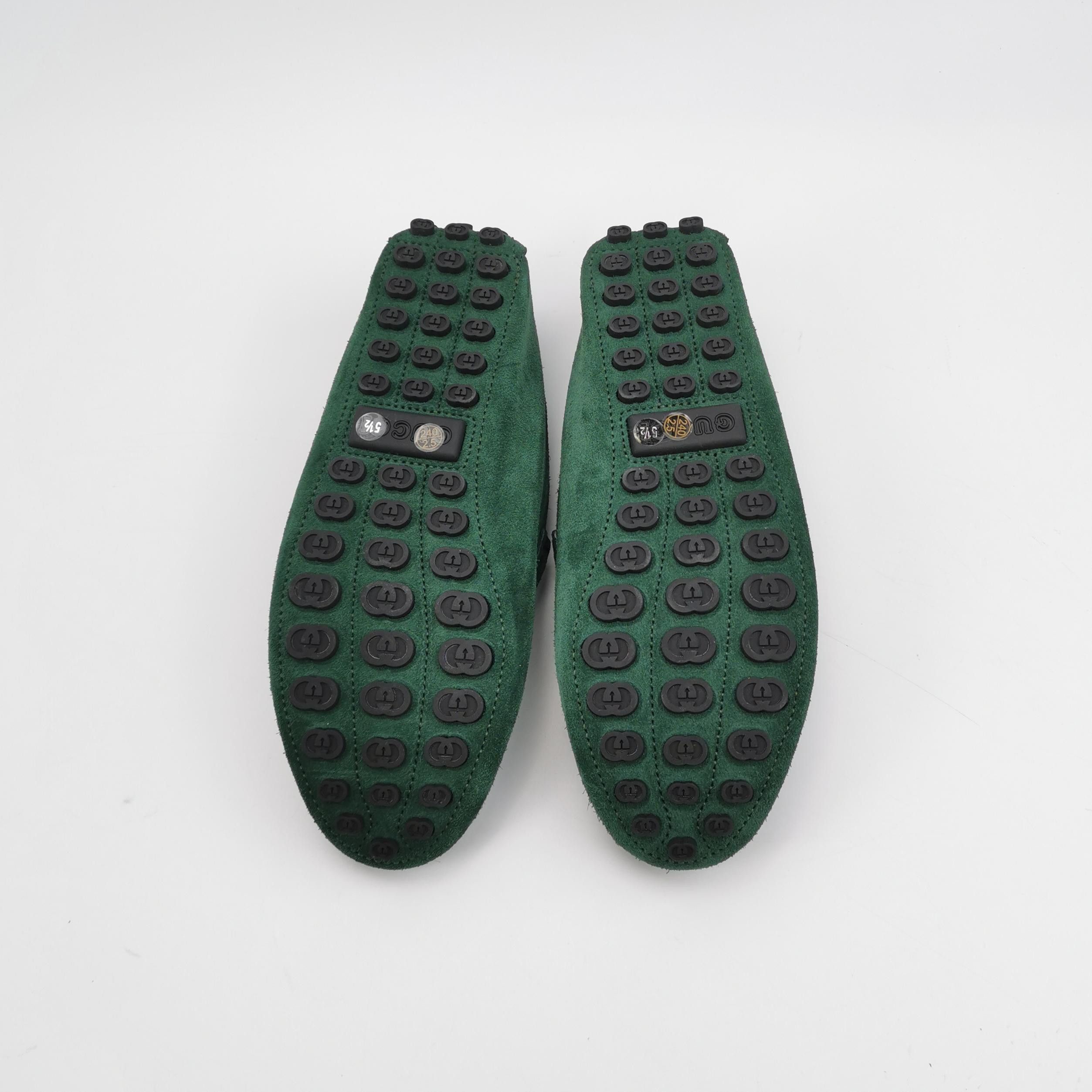 Gucci Gucci Green Suede Horsebit Loafers 39.5 Size US 6 / EU 39 - 6 Thumbnail