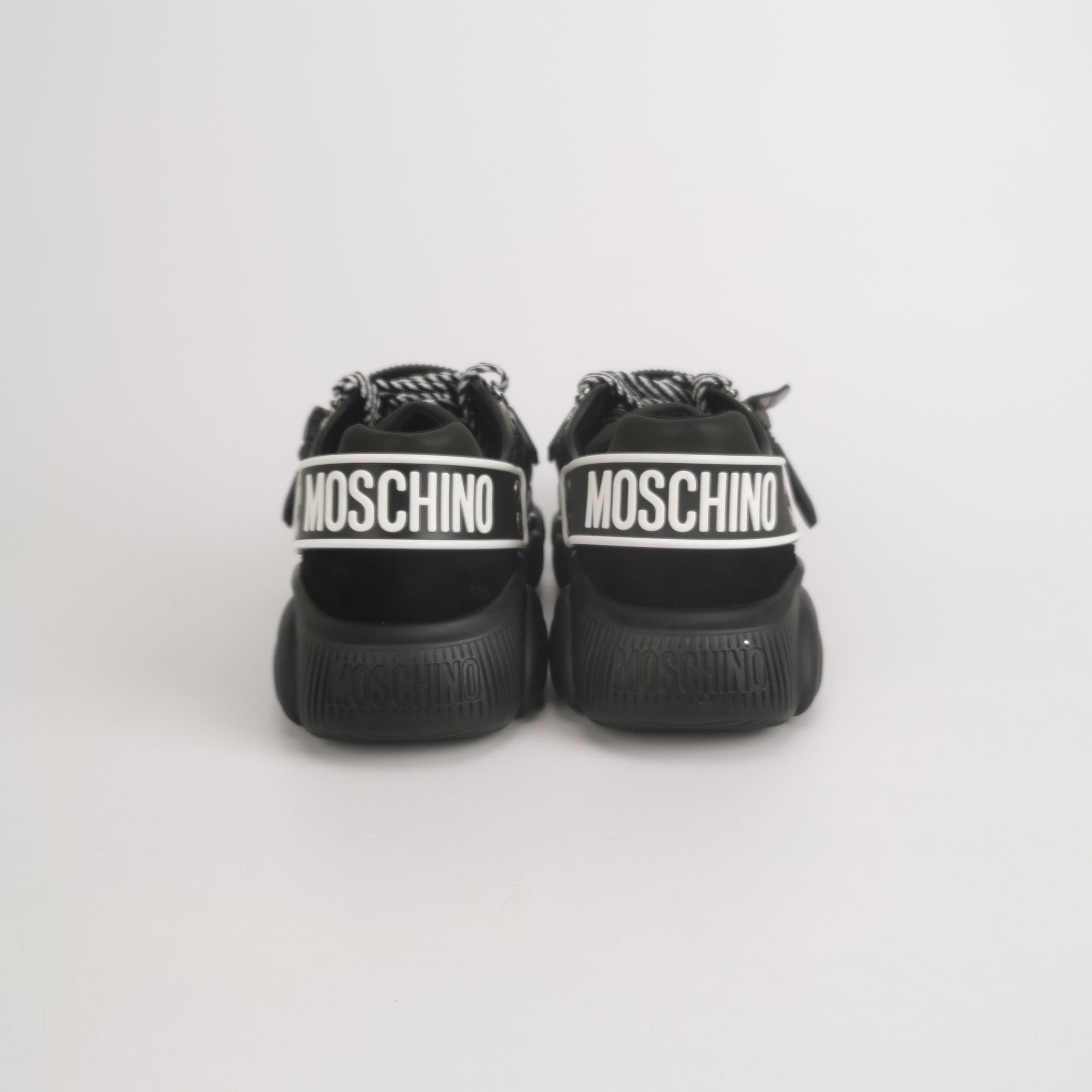 Moschino Moschino Black Teddy Sole Buckle Sneakers 39 Size US 6 / EU 39 - 5 Thumbnail