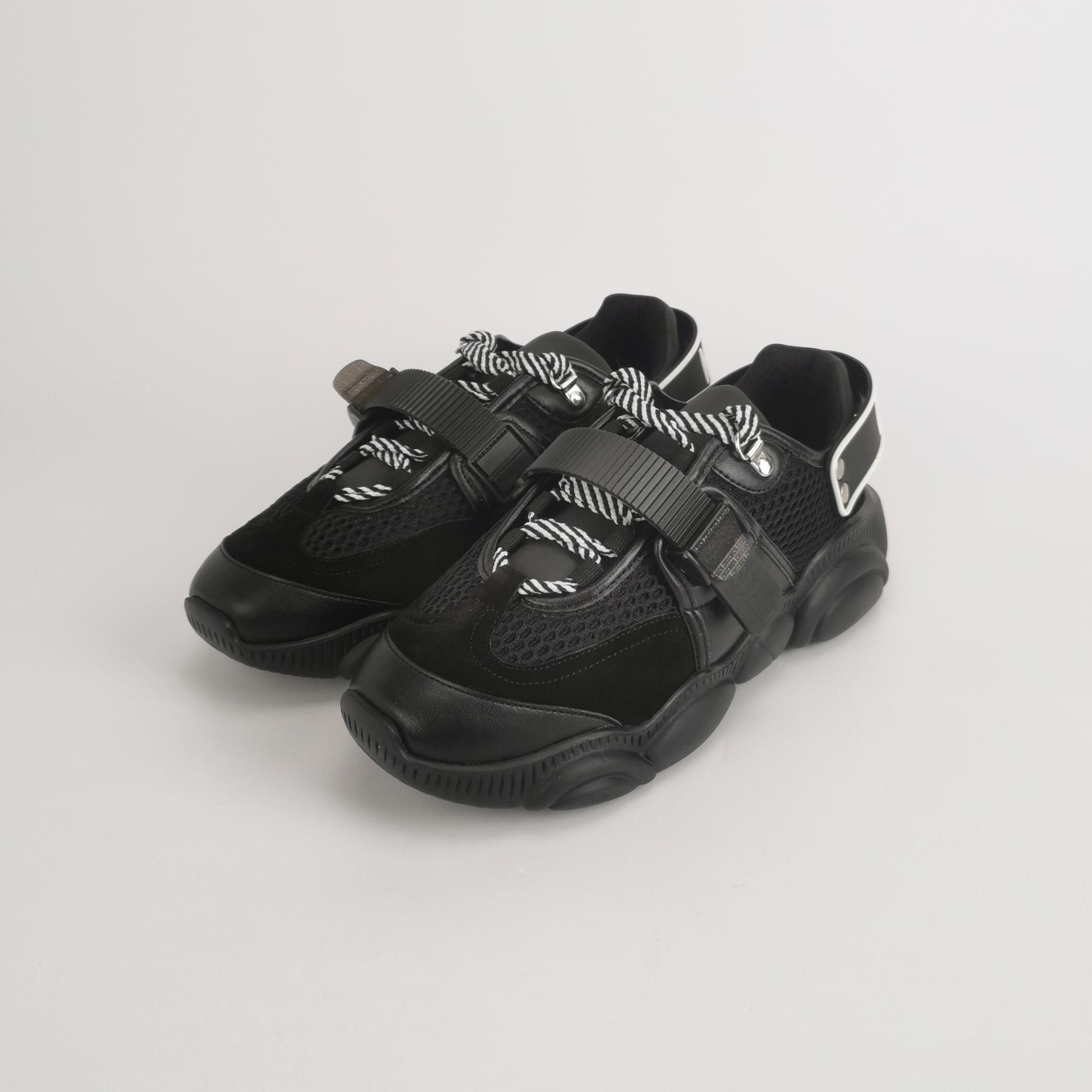 Moschino Moschino Black Teddy Sole Buckle Sneakers 39 Size US 6 / EU 39 - 3 Thumbnail
