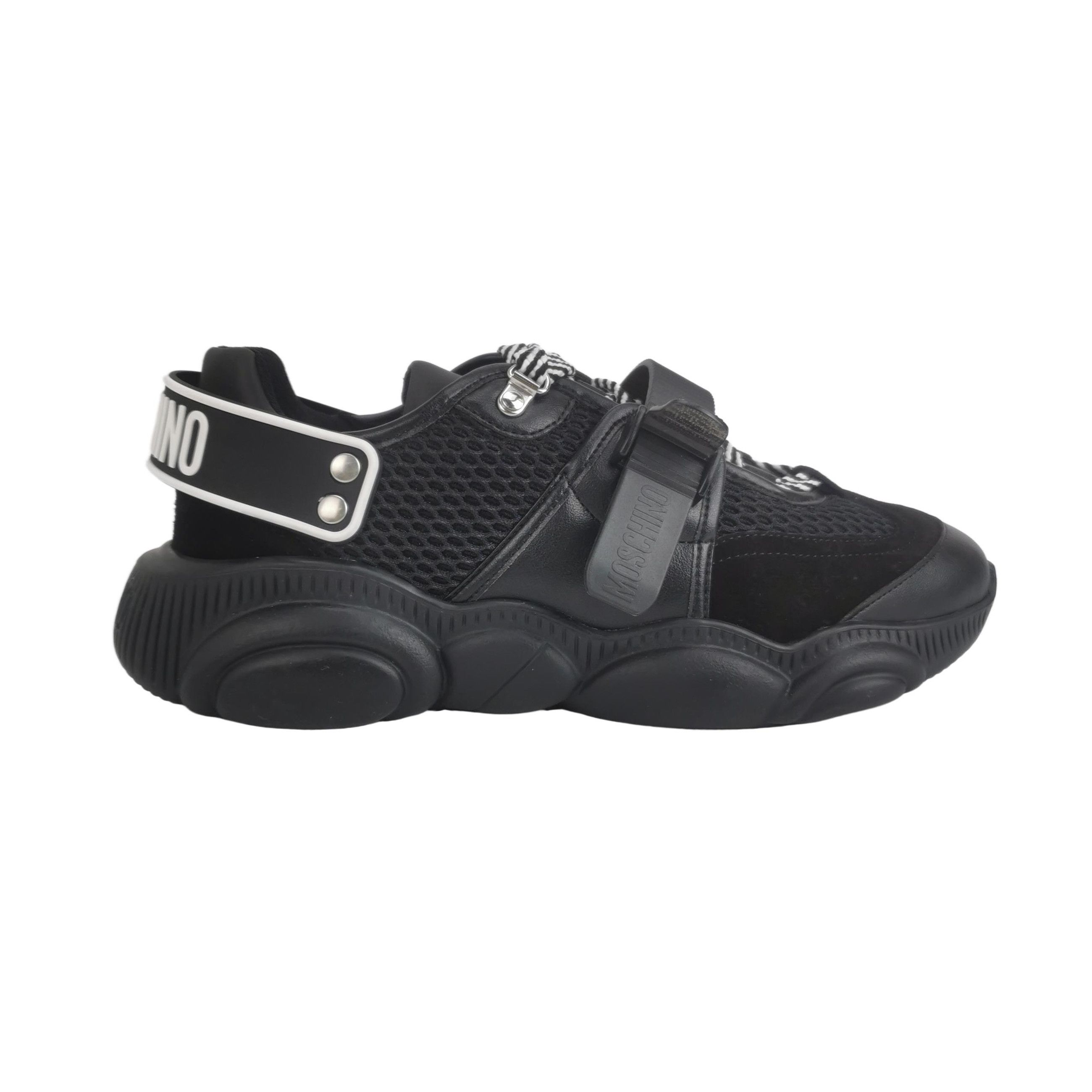 Moschino Moschino Black Teddy Sole Buckle Sneakers 39 Size US 6 / EU 39 - 2 Thumbnail