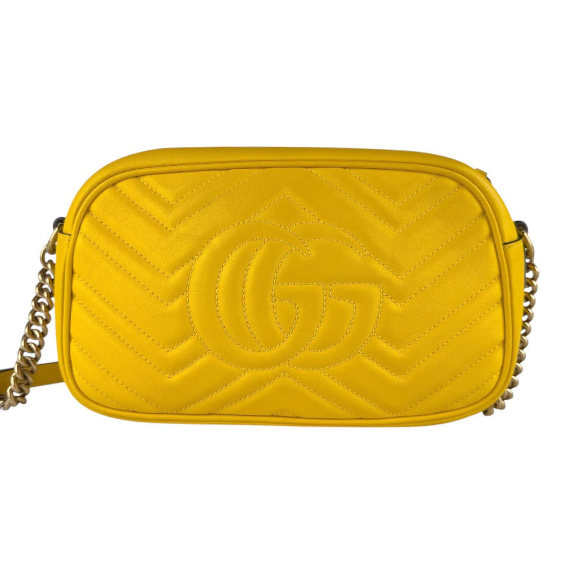 Gucci Gucci GG Marmont Crossbody Shoulder Bag, Leather, Metal, Yellow Gold, Women's, 447632 z9458 Size ONE SIZE - 3 Thumbnail