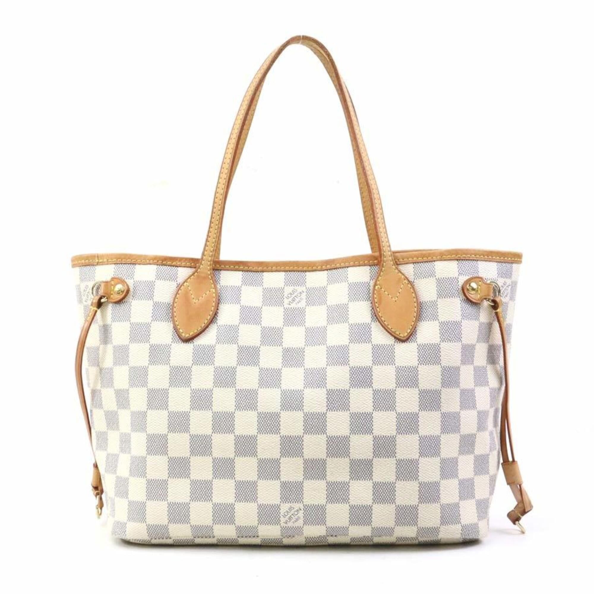 Louis Vuitton Louis Vuitton Neverfull PM Damier Azur Canvas Tote Bag, Gold, Women's, e61801a Size ONE SIZE - 3 Thumbnail