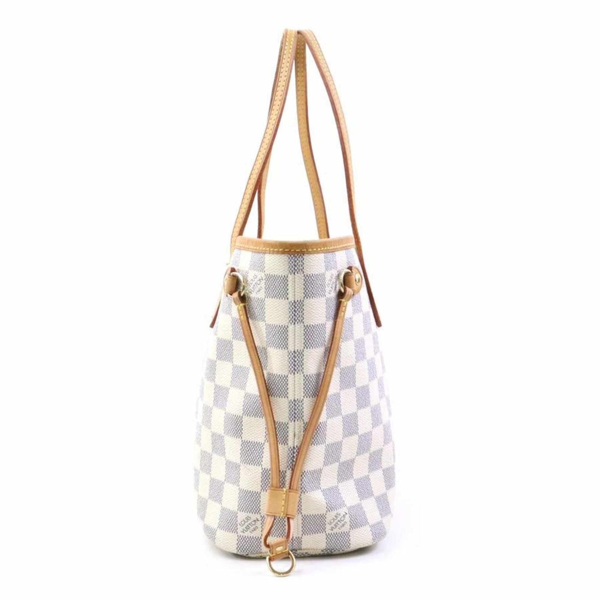 Louis Vuitton Louis Vuitton Neverfull PM Damier Azur Canvas Tote Bag, Gold, Women's, e61801a Size ONE SIZE - 2 Thumbnail