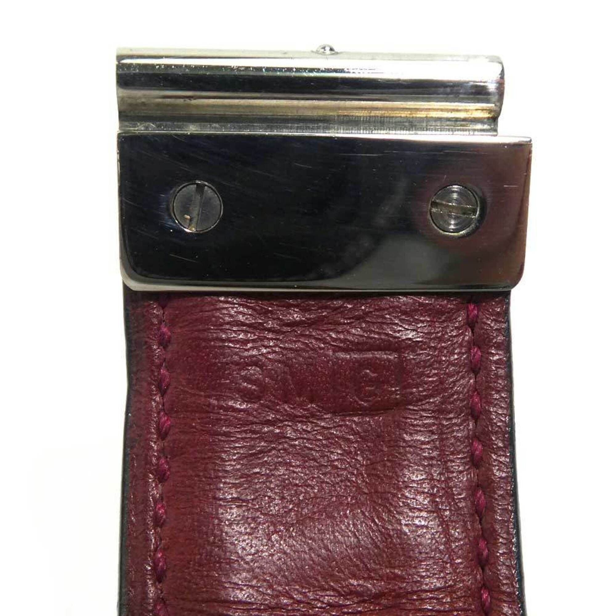 Hermes Hermes Bracelet Leather Metal Burgundy Silver Women's e61815a Size ONE SIZE - 9 Thumbnail