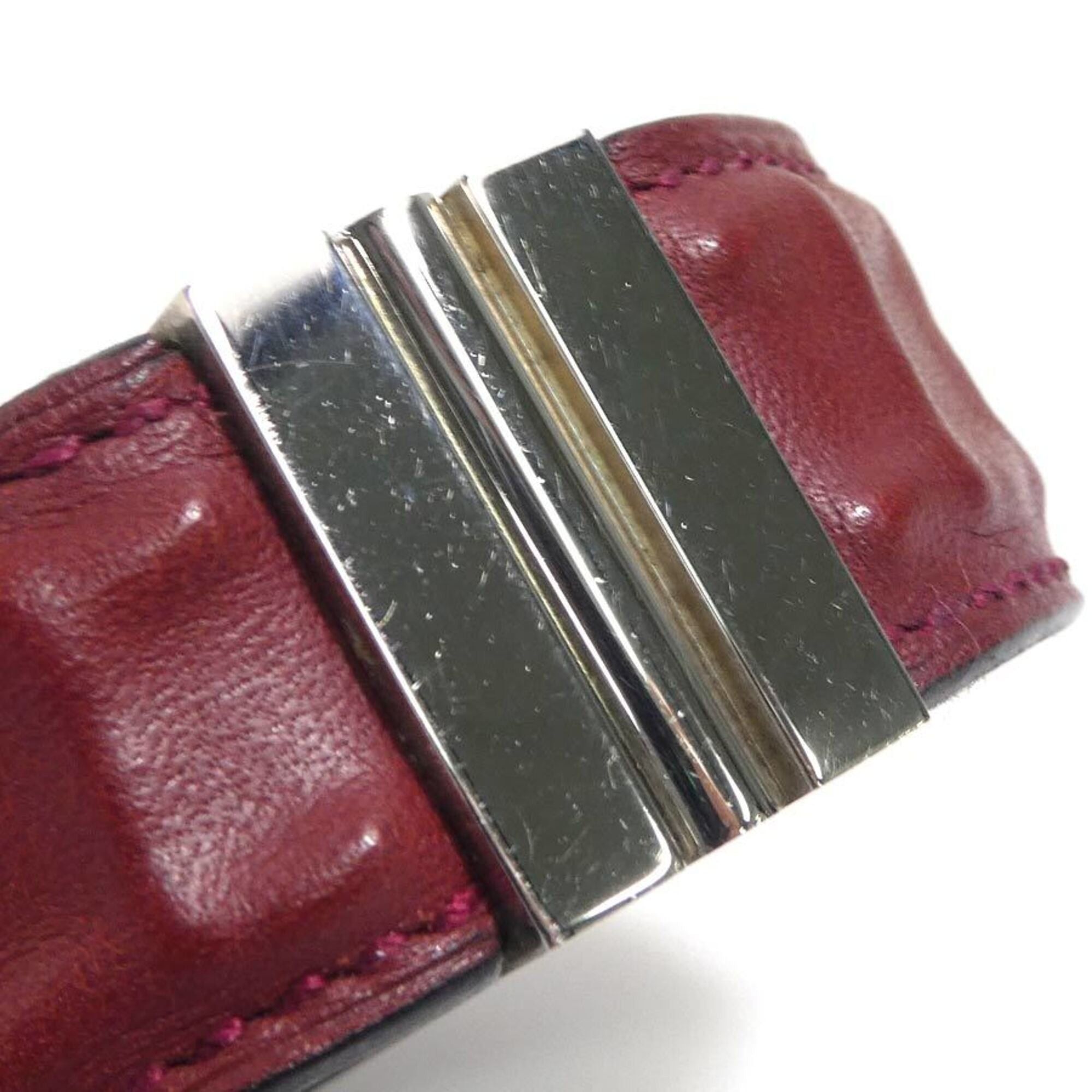 Hermes Hermes Bracelet Leather Metal Burgundy Silver Women's e61815a Size ONE SIZE - 7 Thumbnail