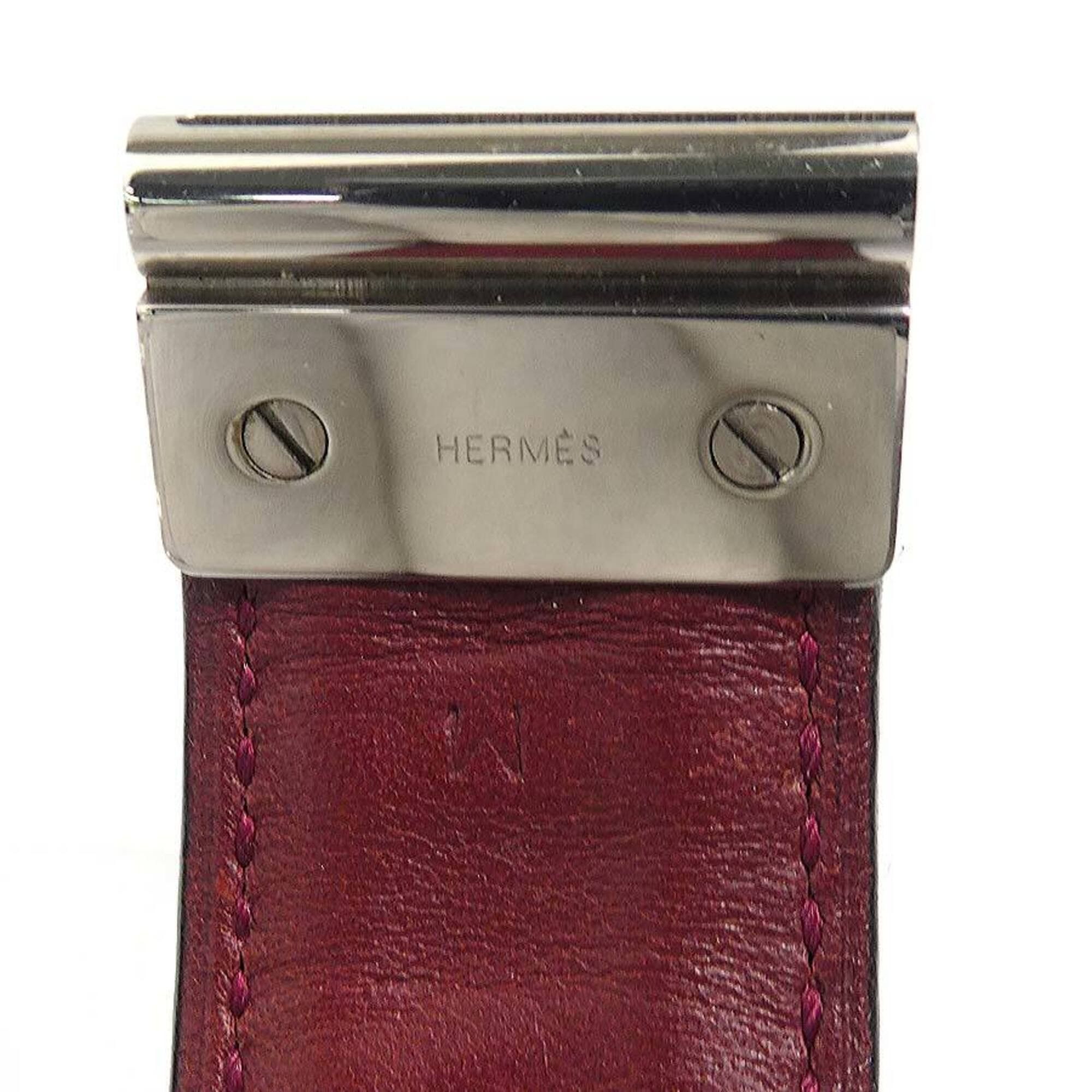Hermes Hermes Bracelet Leather Metal Burgundy Silver Women's e61815a Size ONE SIZE - 8 Thumbnail