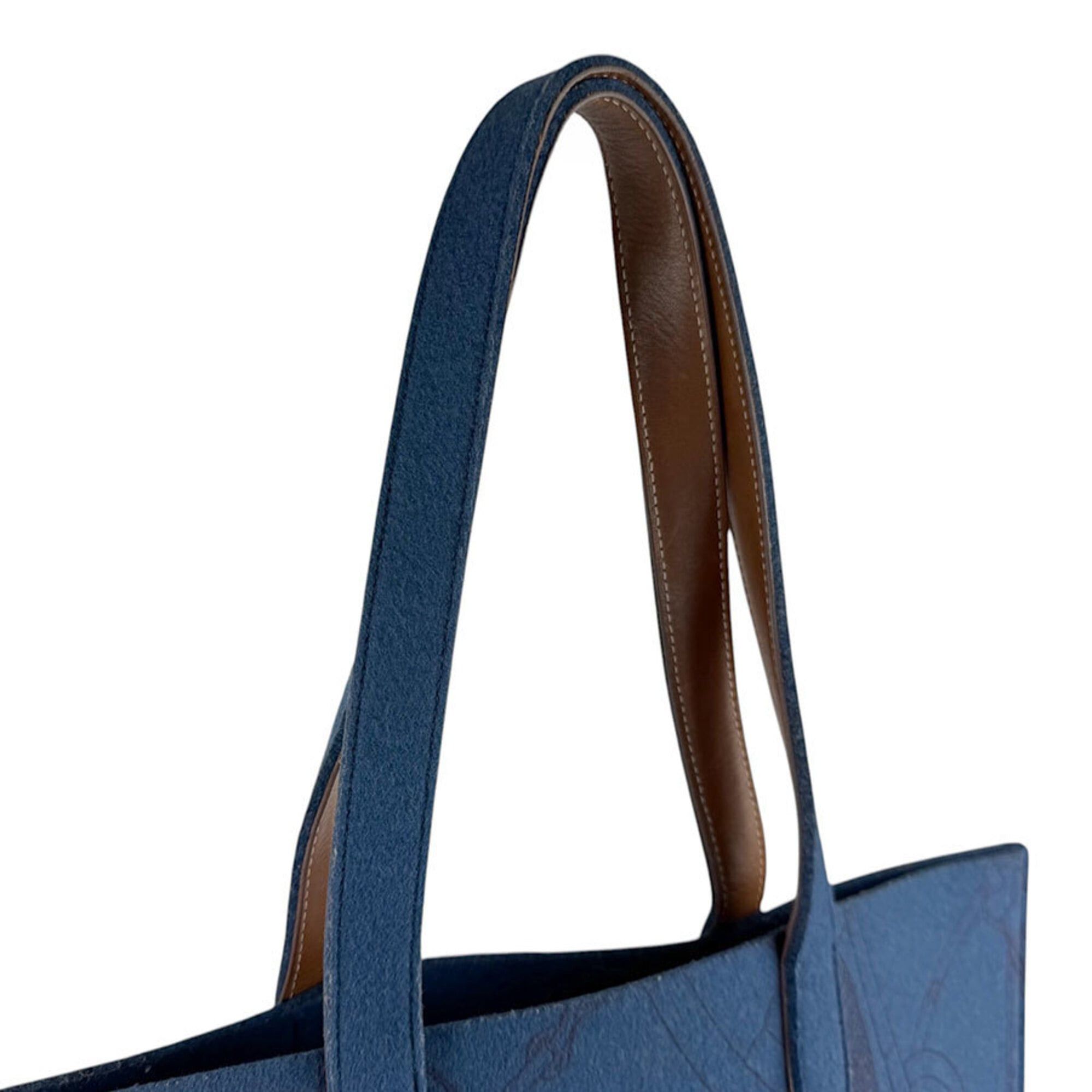 Hermes Hermes Shoulder Bag Tote Karimi MM Felt Leather Blue Brown Men's Women's z9457 Size ONE SIZE - 10 Thumbnail