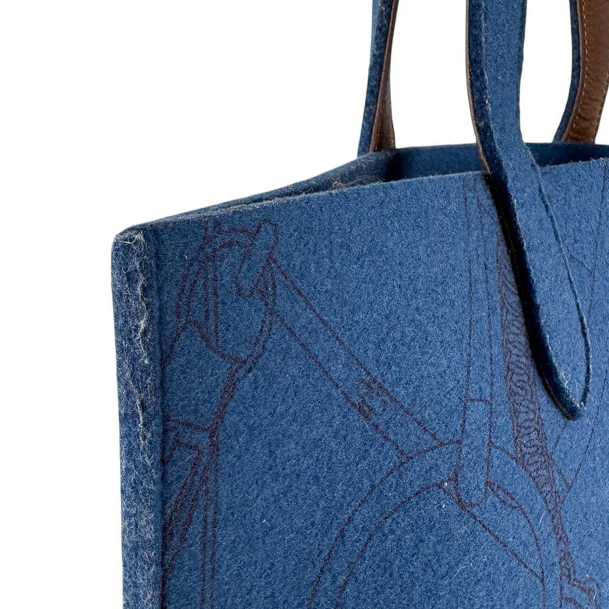 Hermes Hermes Shoulder Bag Tote Karimi MM Felt Leather Blue Brown Men's Women's z9457 Size ONE SIZE - 6 Thumbnail