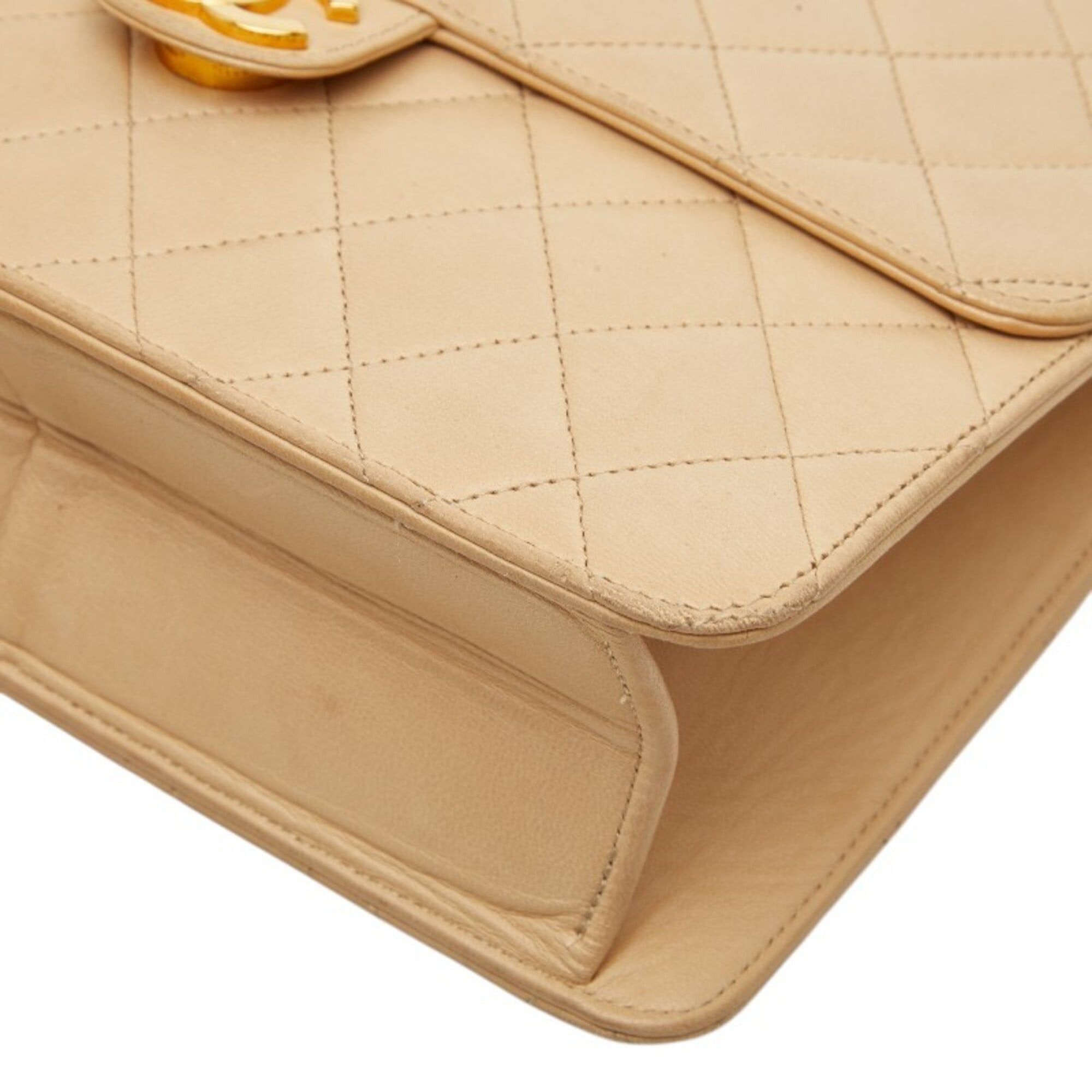 Chanel Chanel Coco Mark Matelassé Chain Shoulder Bag, Beige Leather, Women's CHANEL Size ONE SIZE - 4 Thumbnail