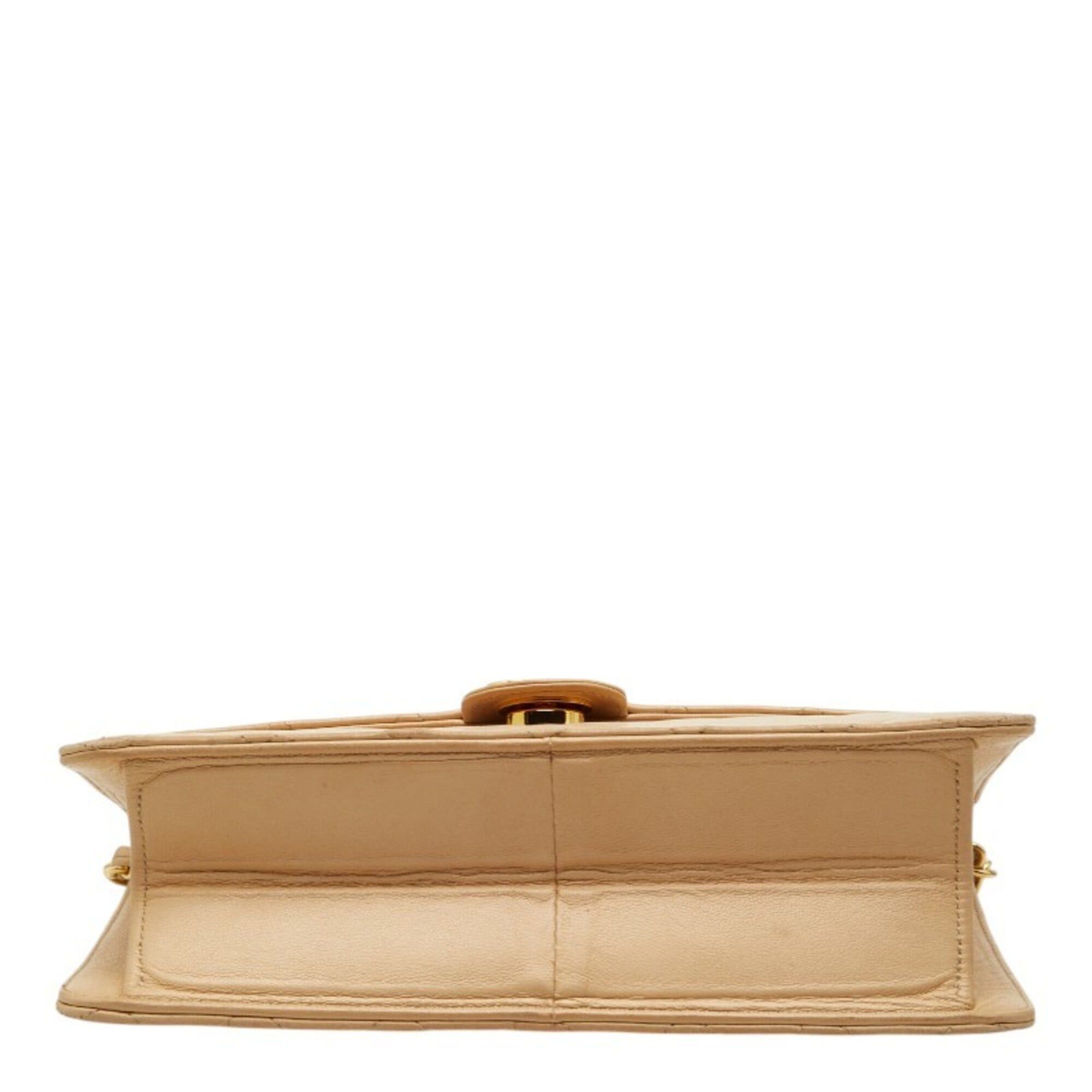 Chanel Chanel Coco Mark Matelassé Chain Shoulder Bag, Beige Leather, Women's CHANEL Size ONE SIZE - 3 Thumbnail