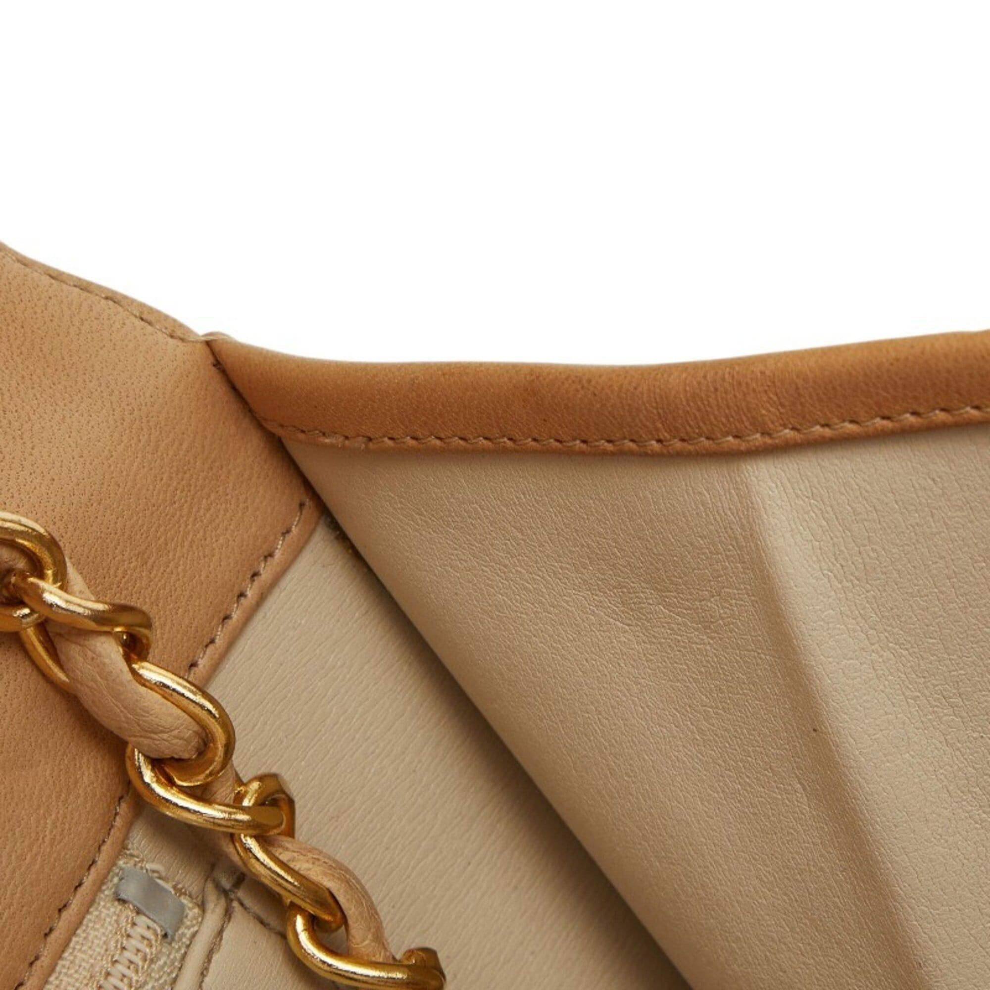 Chanel Chanel Coco Mark Matelassé Chain Shoulder Bag, Beige Leather, Women's CHANEL Size ONE SIZE - 8 Thumbnail