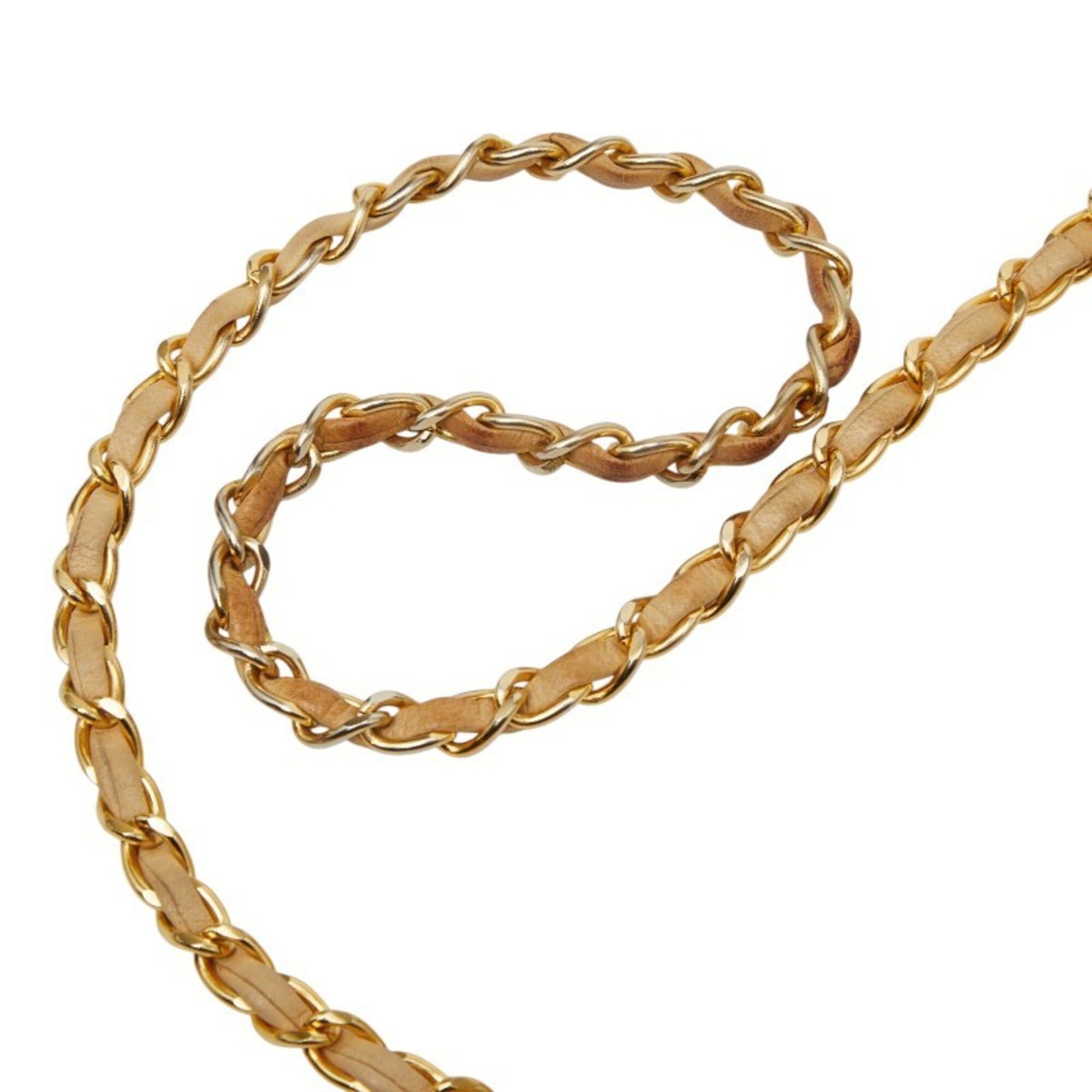 Chanel Chanel Coco Mark Matelassé Chain Shoulder Bag, Beige Leather, Women's CHANEL Size ONE SIZE - 9 Thumbnail