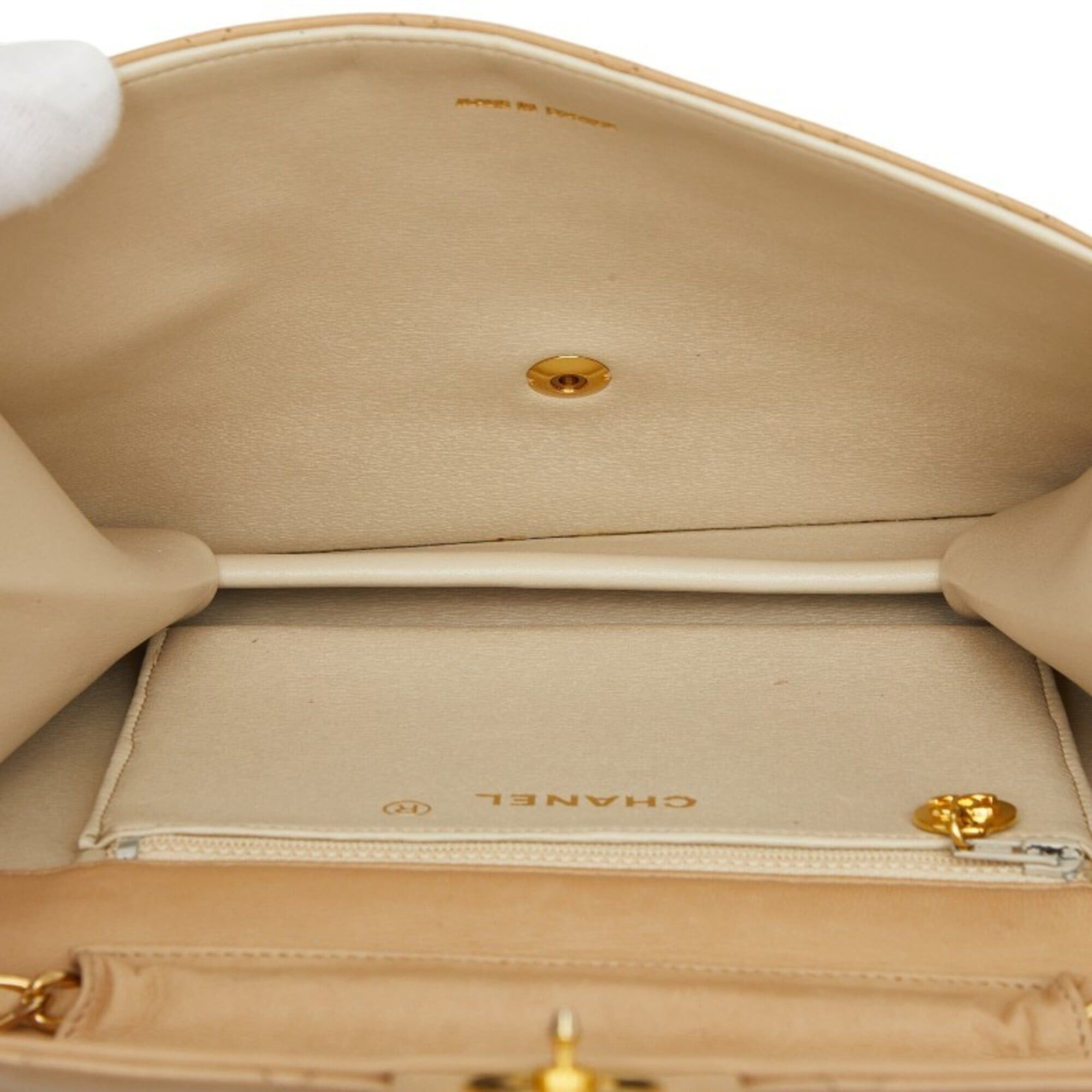 Chanel Chanel Coco Mark Matelassé Chain Shoulder Bag, Beige Leather, Women's CHANEL Size ONE SIZE - 10 Thumbnail
