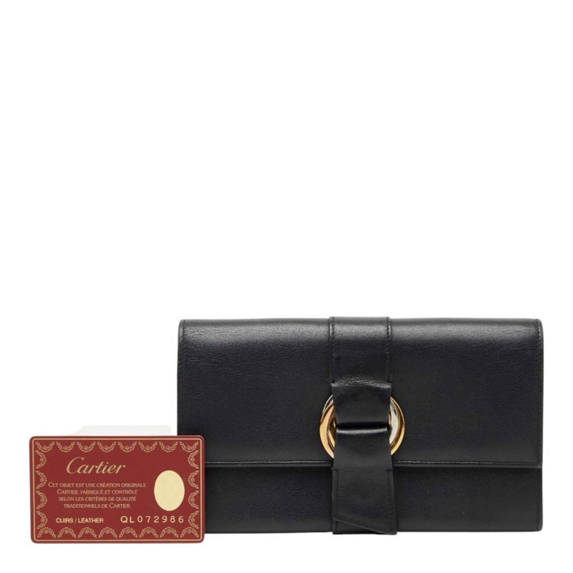 Cartier Cartier Trinity Ribbon Tri-fold Long Wallet, Black Leather, Women's, CARTIER Size ONE SIZE - 11 Thumbnail