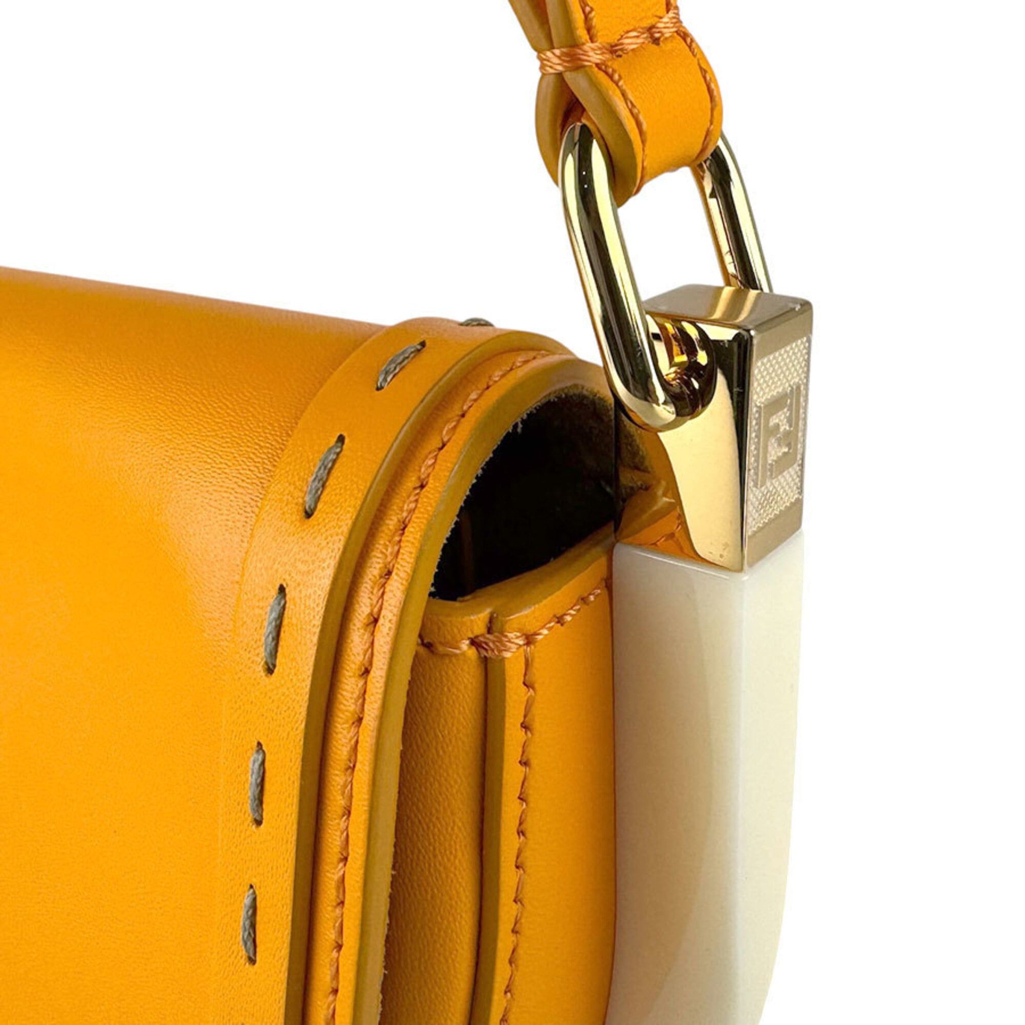Fendi Fendi Moonlight Leather Shoulder Bag, Orange Gold, Women's, 8BT346 ABVL z9461 Size ONE SIZE - 6 Thumbnail