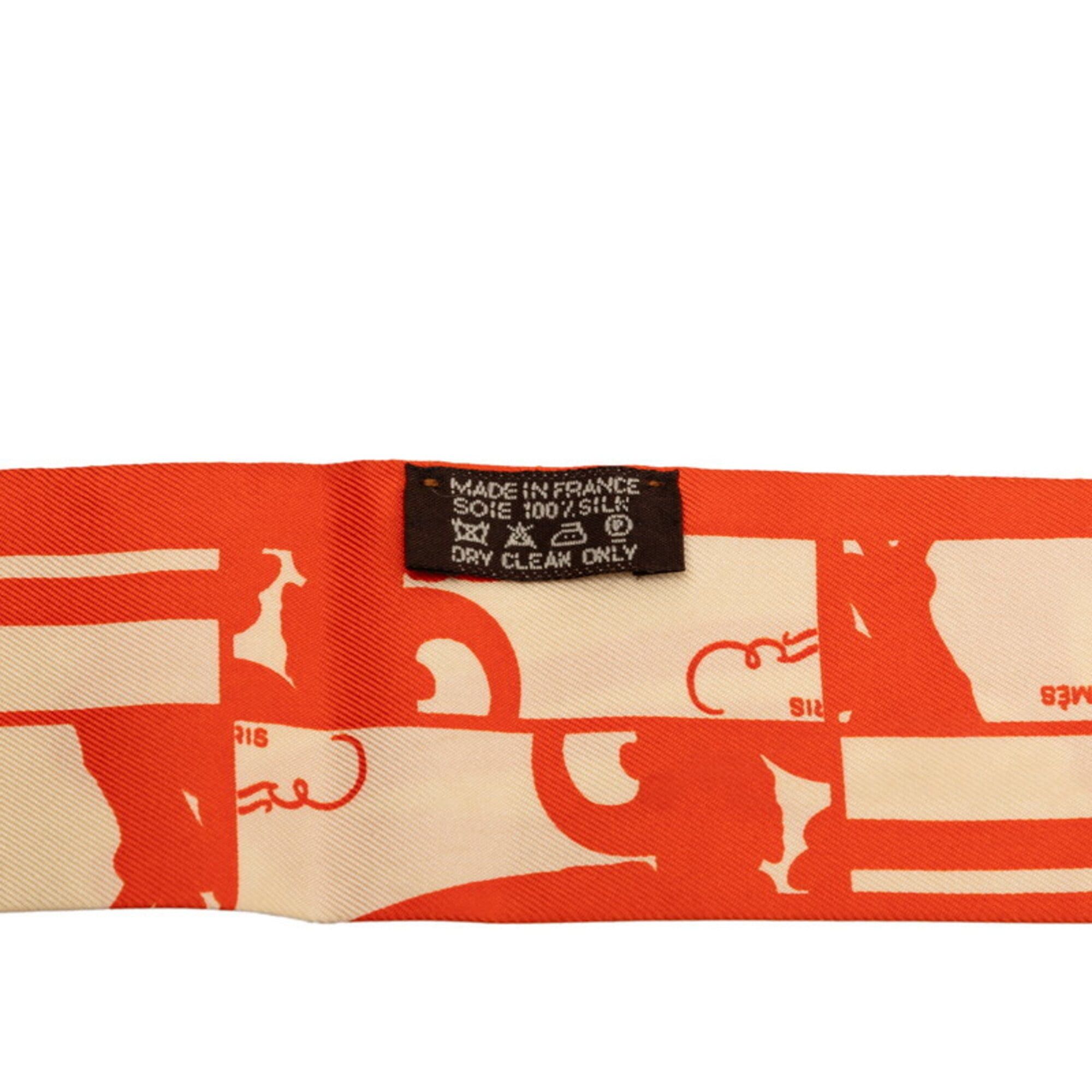 Hermes Hermes Twilly BRIDES de GALA Scarf Muffler Orange Beige Silk Women's HERMES Size ONE SIZE - 5 Thumbnail