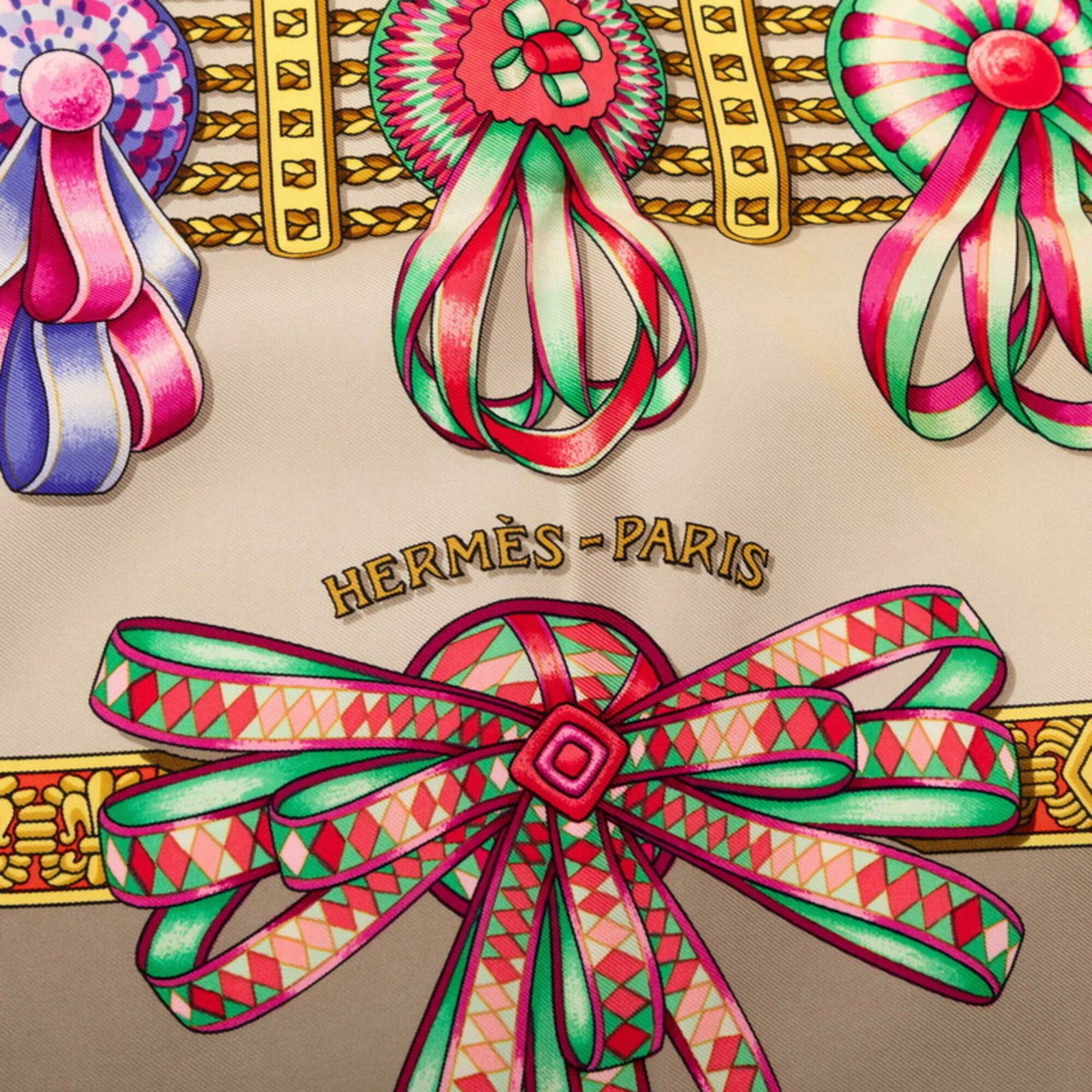 Hermes Hermes Carre 90 LES RUBANS DU CHEVAL Horse Ribbon Scarf Muffler Gray Multicolor Silk Women's HERMES Size ONE SIZE - 8 Thumbnail
