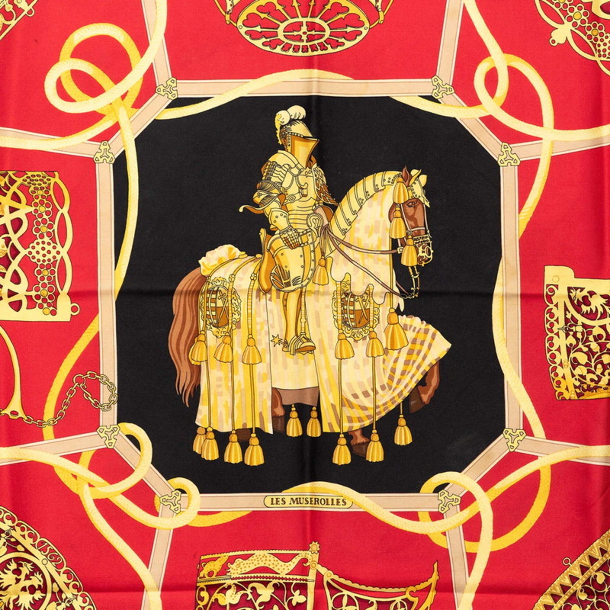 Hermes Hermes Carre 90 LES MUSEROLLES Nose Leather Scarf Muffler Red Multicolor Silk Women's HERMES Size ONE SIZE - 3 Thumbnail