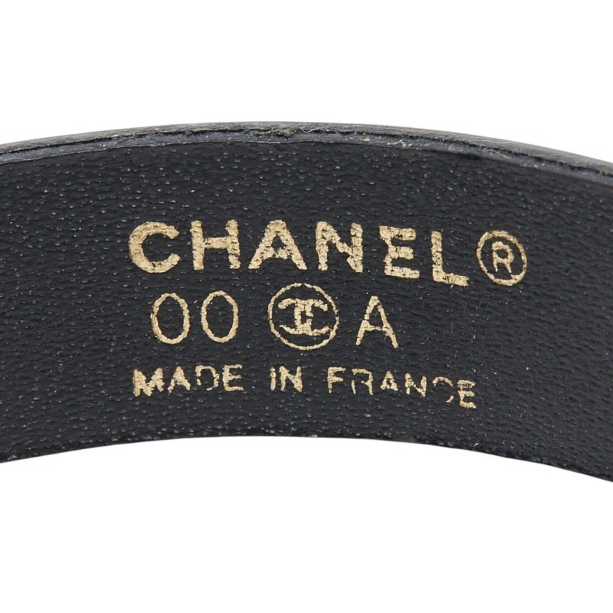Chanel Chanel Logo Plate Bracelet, Black Silver Leather Metal, Women's CHANEL Size ONE SIZE - 5 Thumbnail