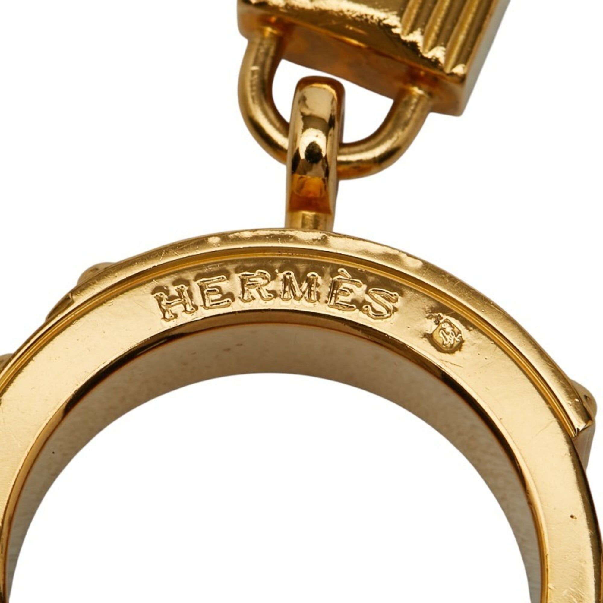 Hermes Hermes Kelly bag with padlock, scarf, and muffler ring, gold red plated leather, for women. HERMES Size ONE SIZE - 5 Thumbnail