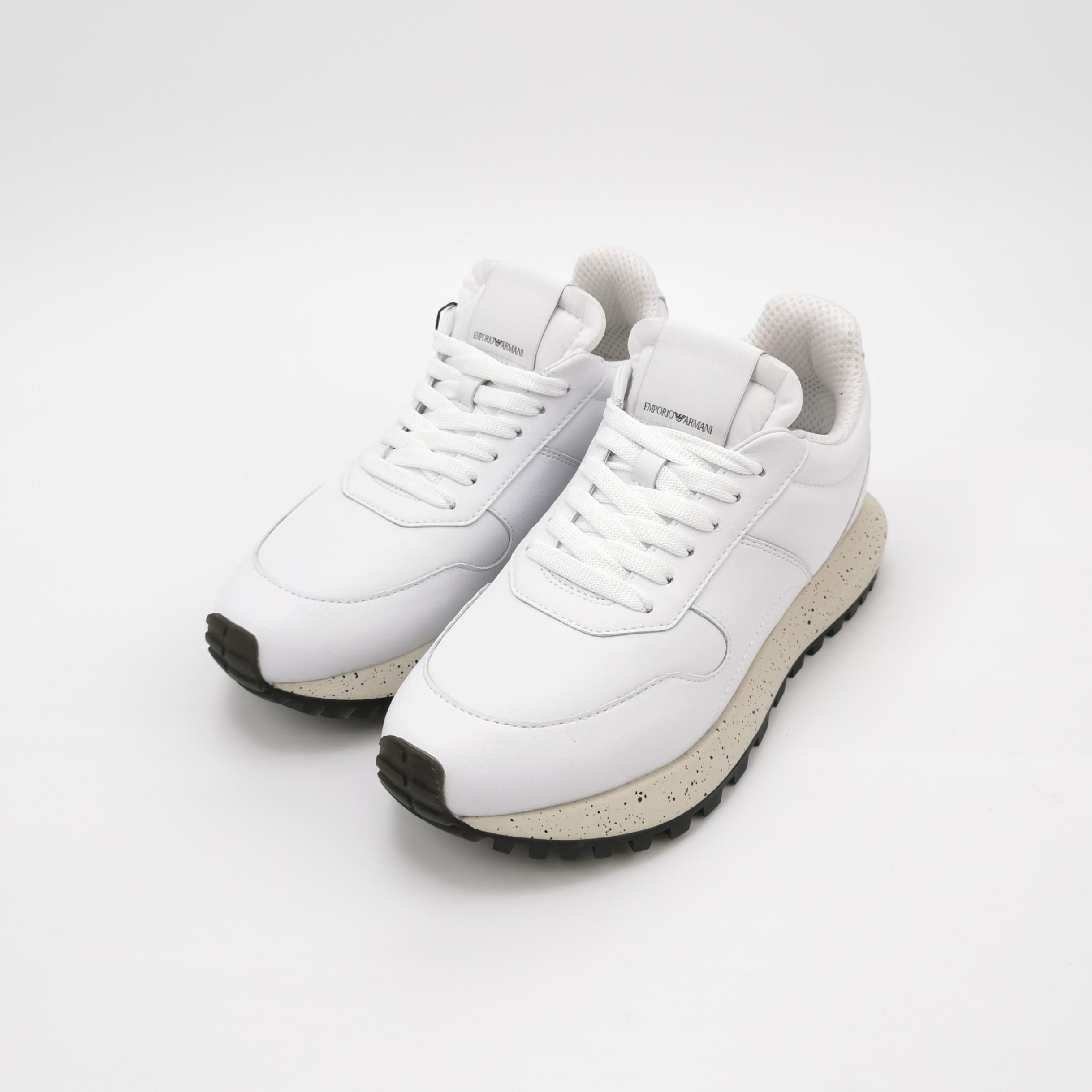 Emporio Armani Emporio Armani White Leather & Nylon Low-Top Sneakers 39 Size US 6 / EU 39 - 3 Thumbnail
