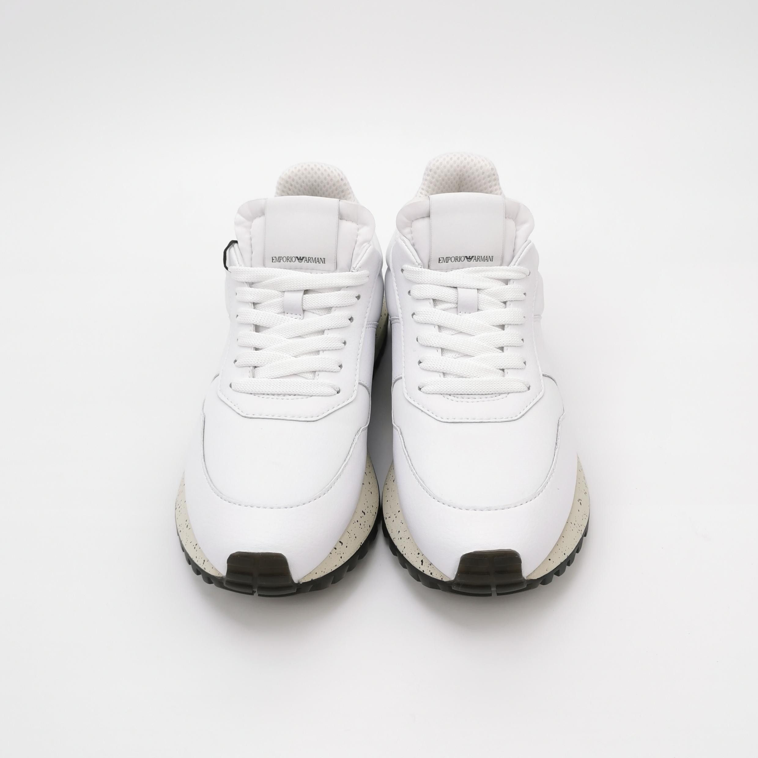 Emporio Armani Emporio Armani White Leather & Nylon Low-Top Sneakers 39 Size US 6 / EU 39 - 4 Thumbnail