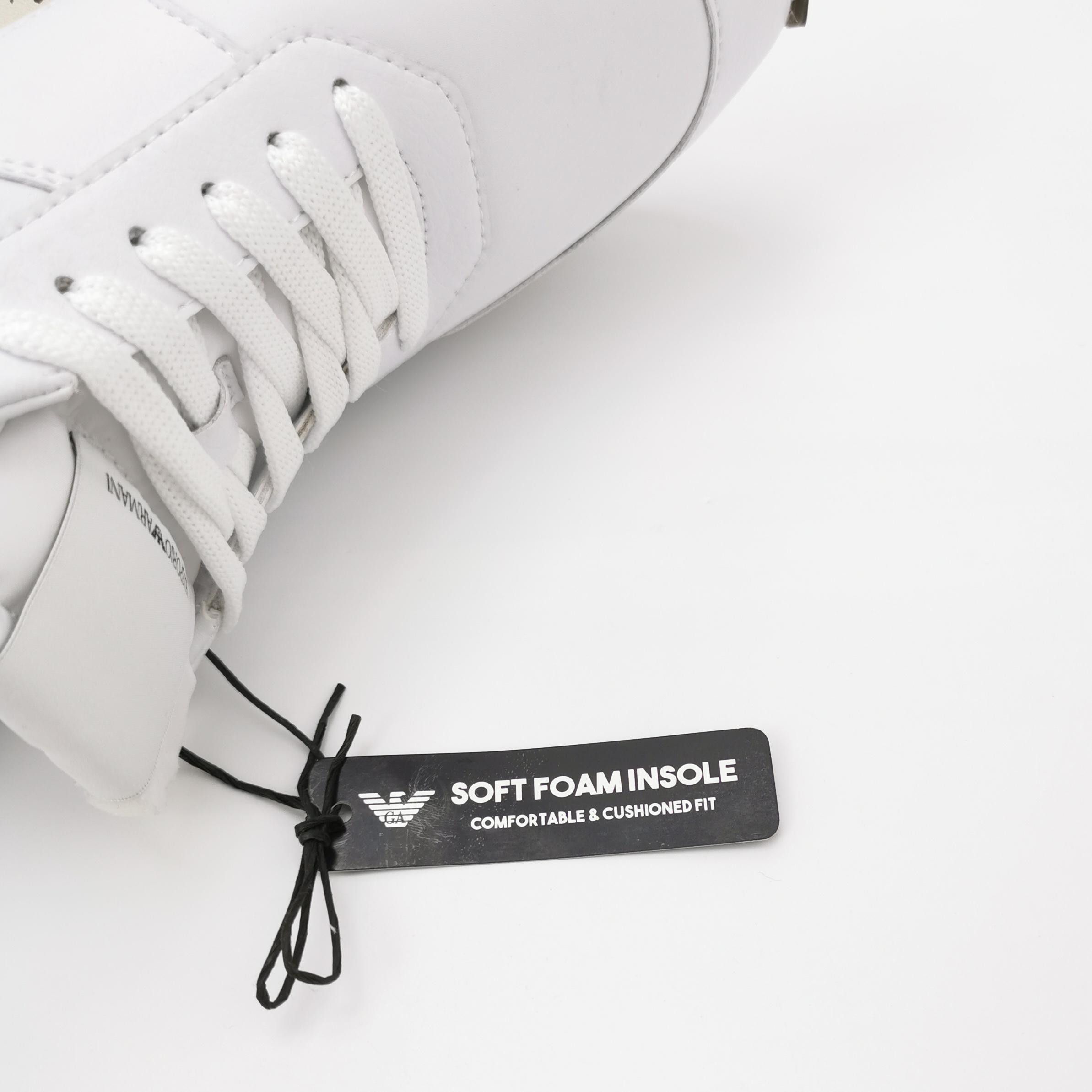 Emporio Armani Emporio Armani White Leather & Nylon Low-Top Sneakers 39 Size US 6 / EU 39 - 7 Thumbnail