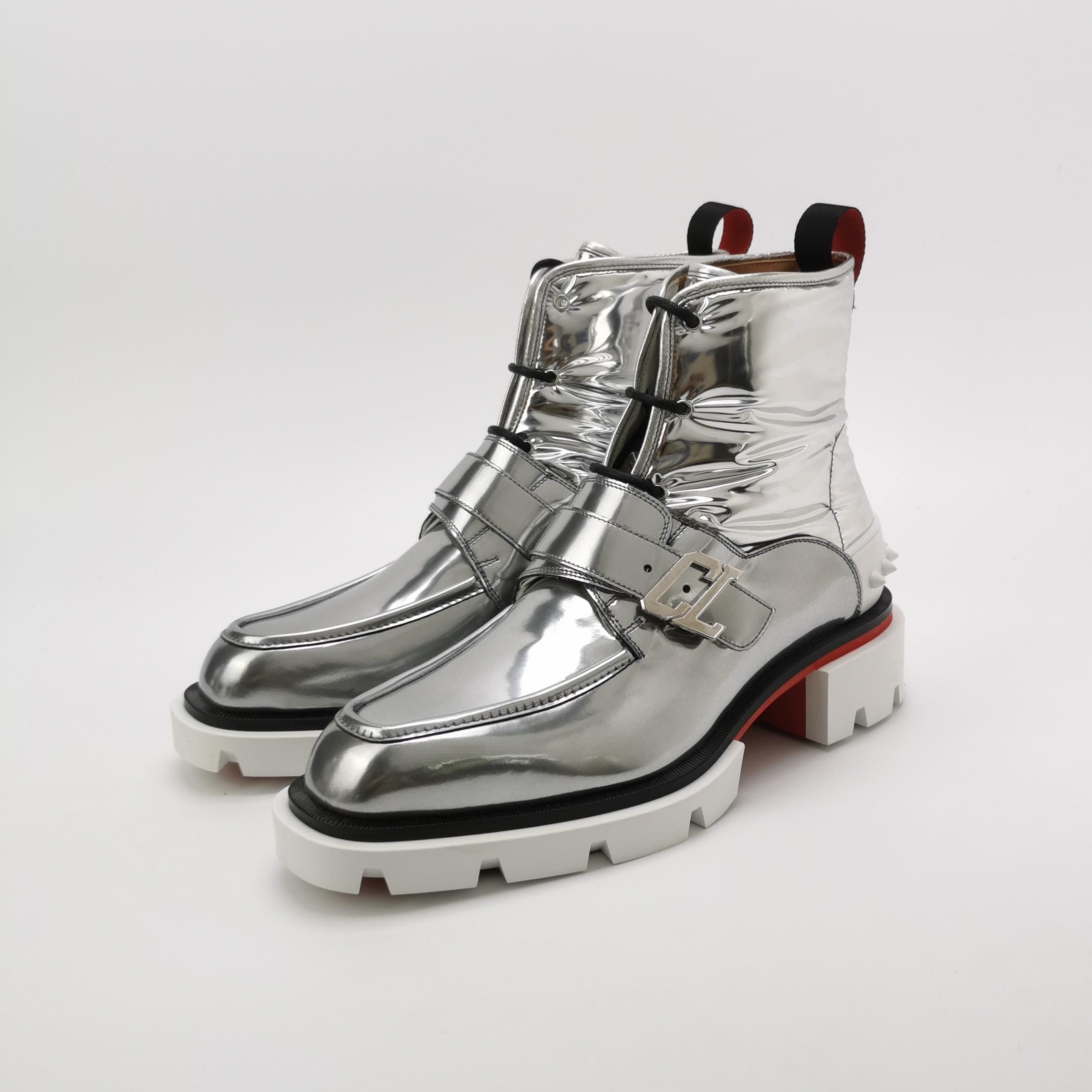 Christian Louboutin Christian Louboutin Silver Spiked Buckle Boots EU 41.5 Size US 8 / EU 41 - 3 Thumbnail