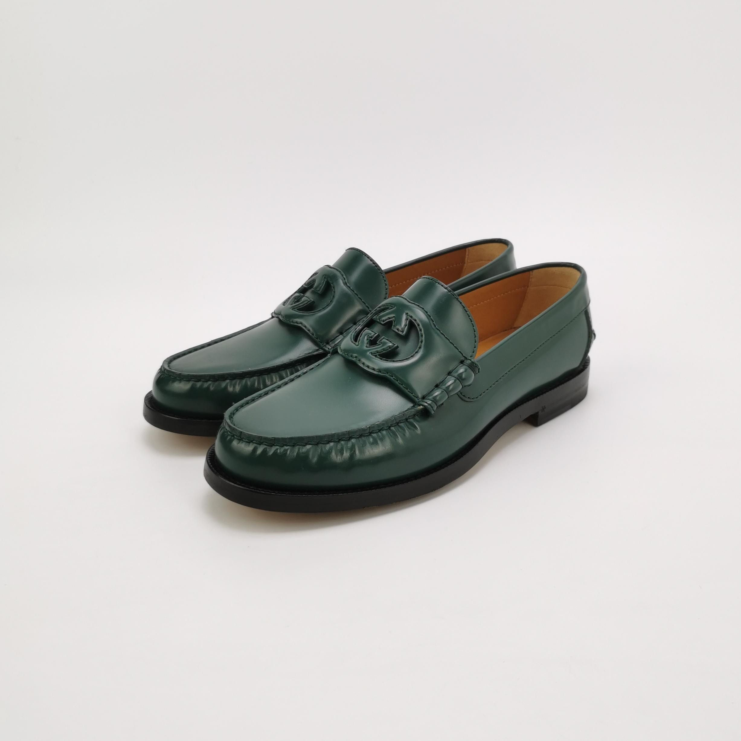 Gucci Gucci Interlocking G Green Leather Loafers 39.5 Size US 6 / EU 39 - 3 Thumbnail