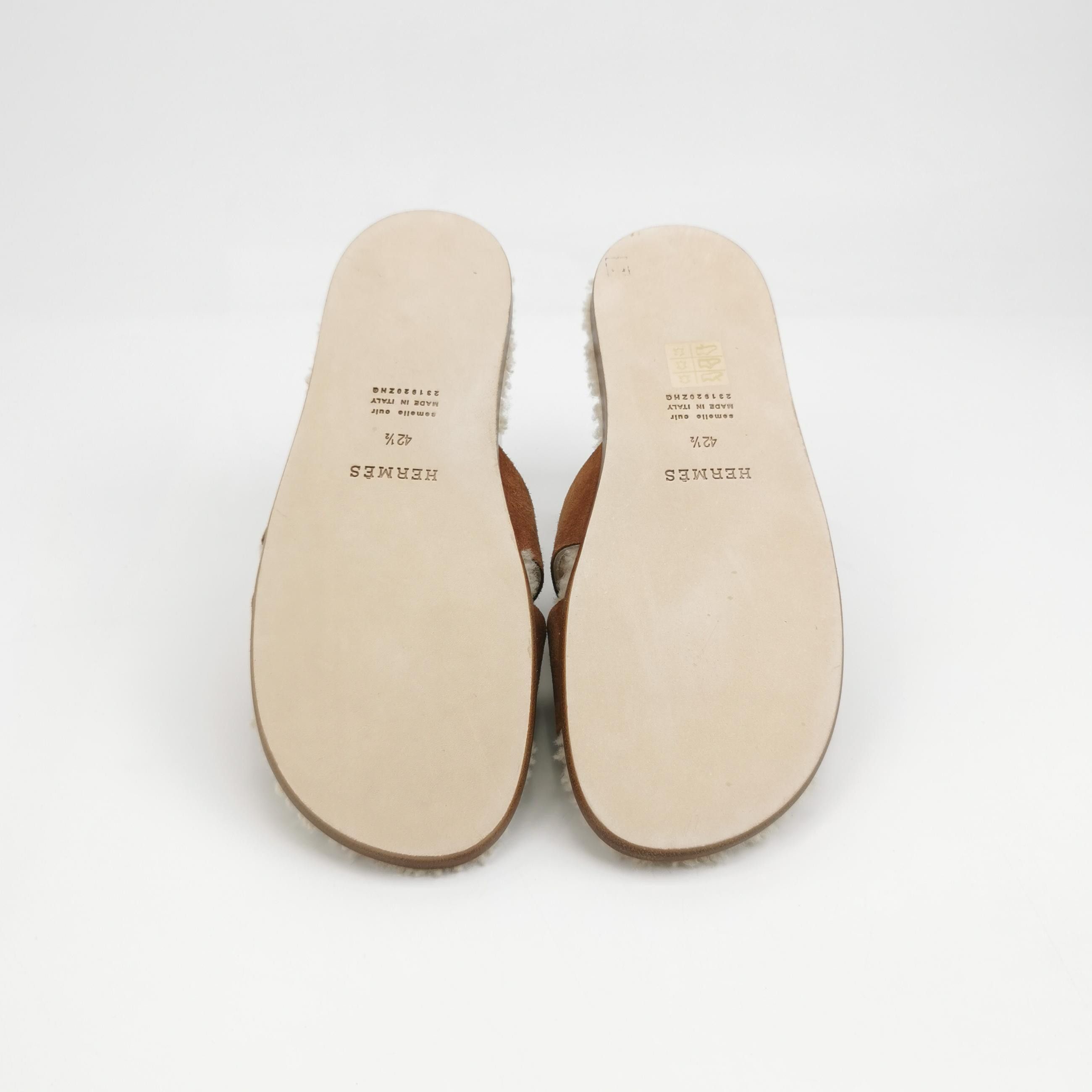 Hermes Hermes Shearling Izmir Suede Sandals EU 42.5 Size US 9 / EU 42 - 6 Thumbnail