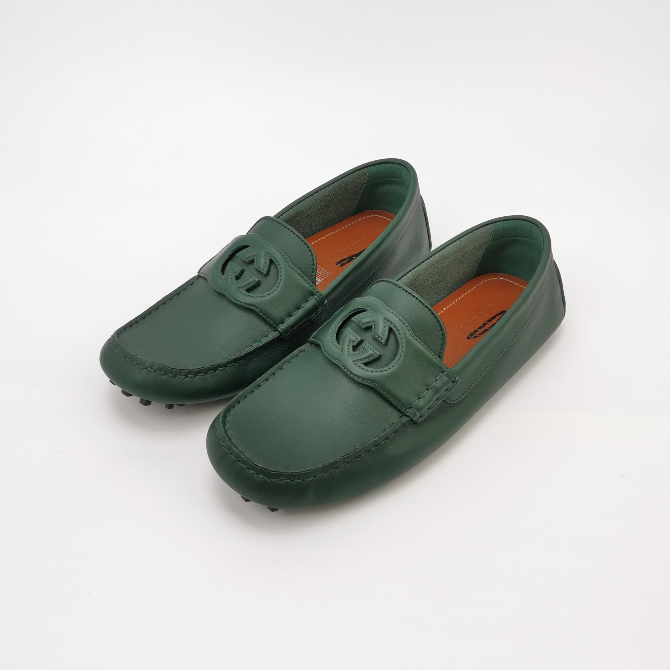 Gucci Gucci Green Leather Interlocking G Loafers Size 41 Size US 8 / EU 41 - 3 Thumbnail